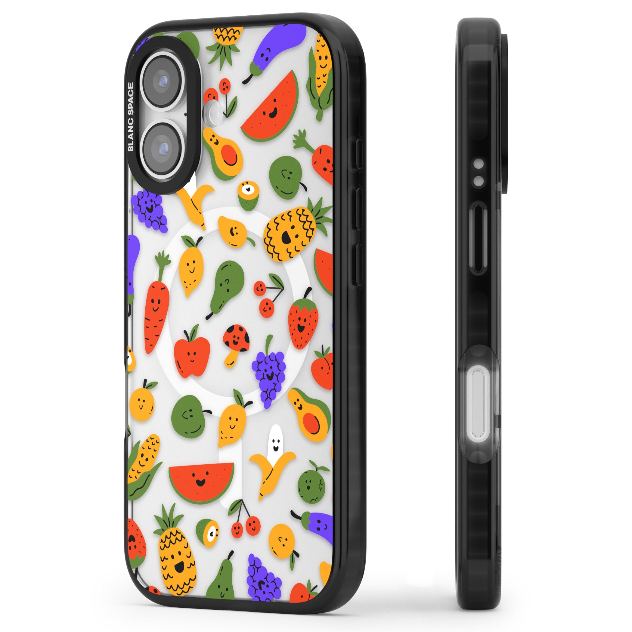 Playful Fruit Kawaii iPhone 17 Impact Pro Black Phone Case Side Profile