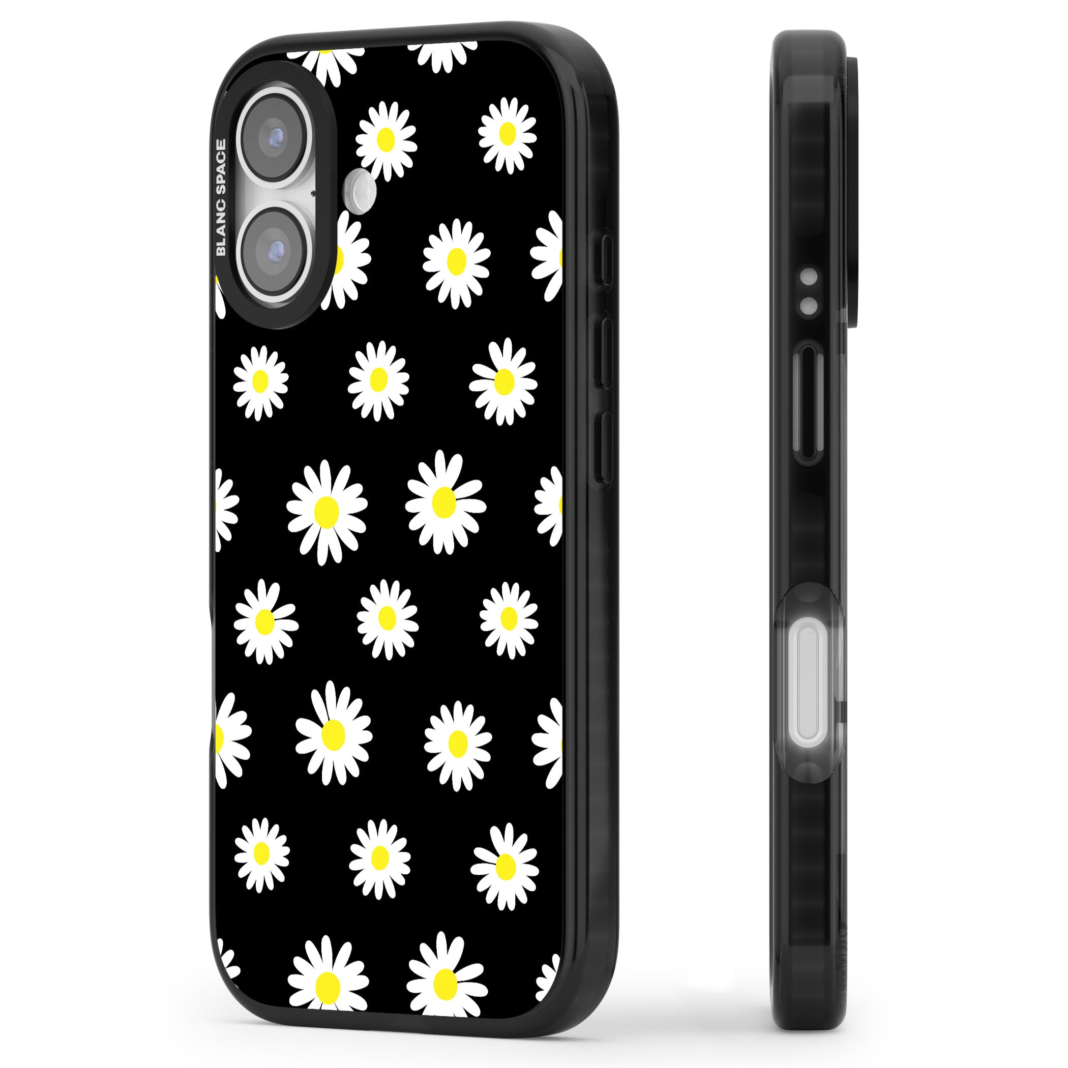 Personalised Chic Daisy Pattern iPhone 17 Impact Pro Black Phone Case Side Profile