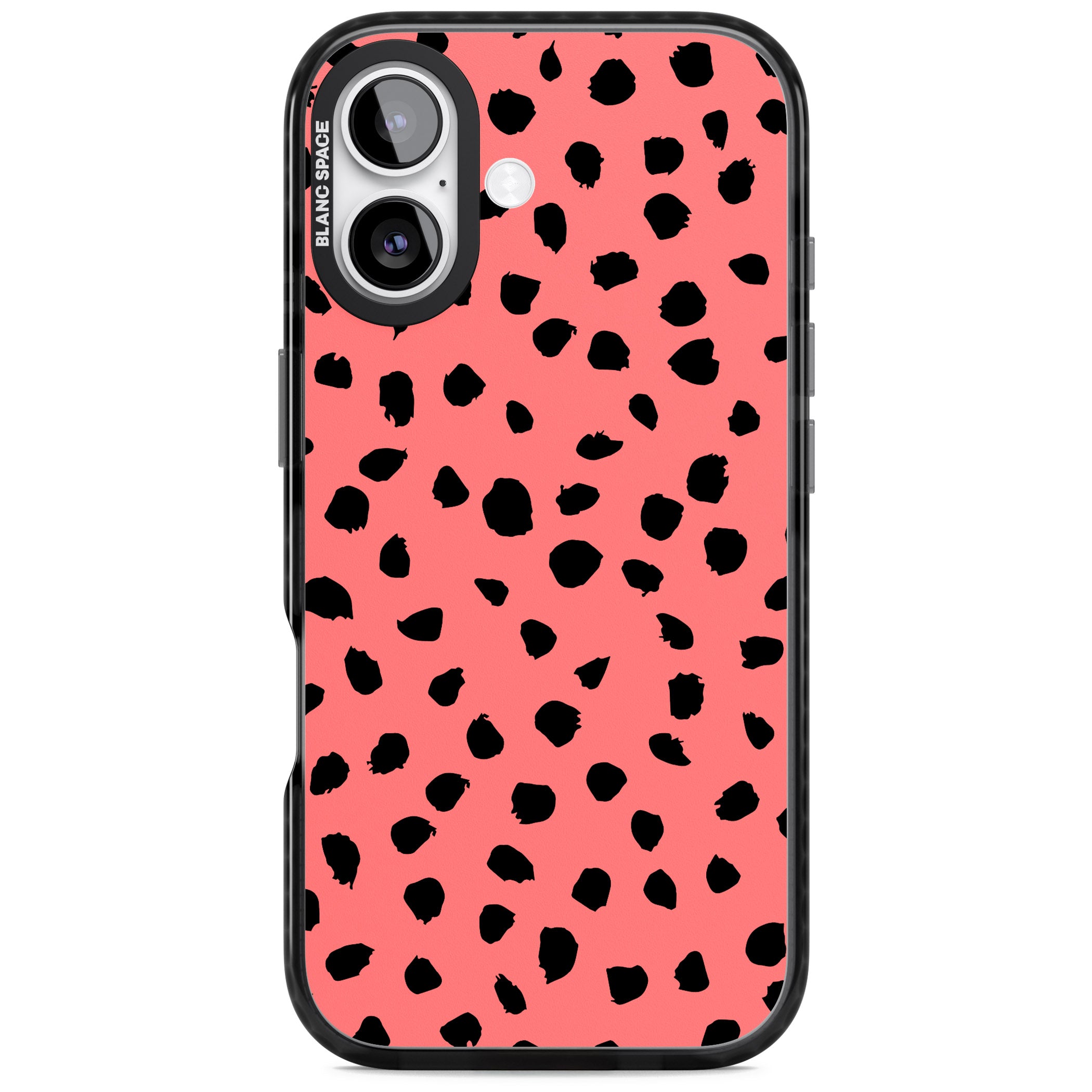 Black Dalmatian Spots On Coral iPhone 17 Impact Pro Black Phone Case