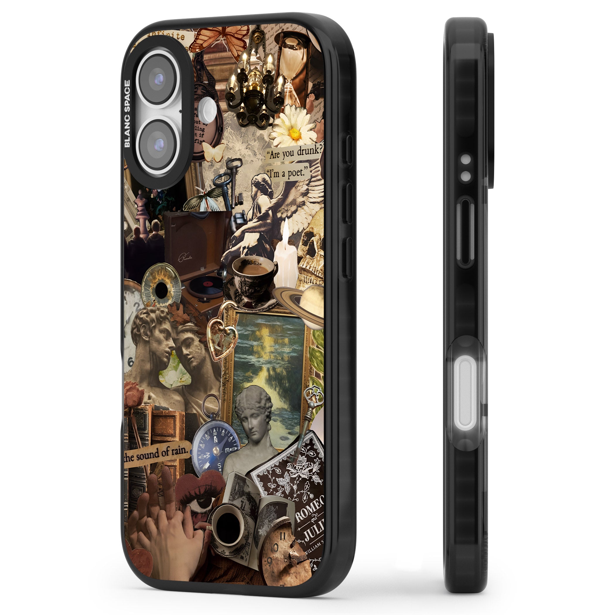 Vintage Academia Collage iPhone 17 Impact Pro Black Phone Case Side Profile