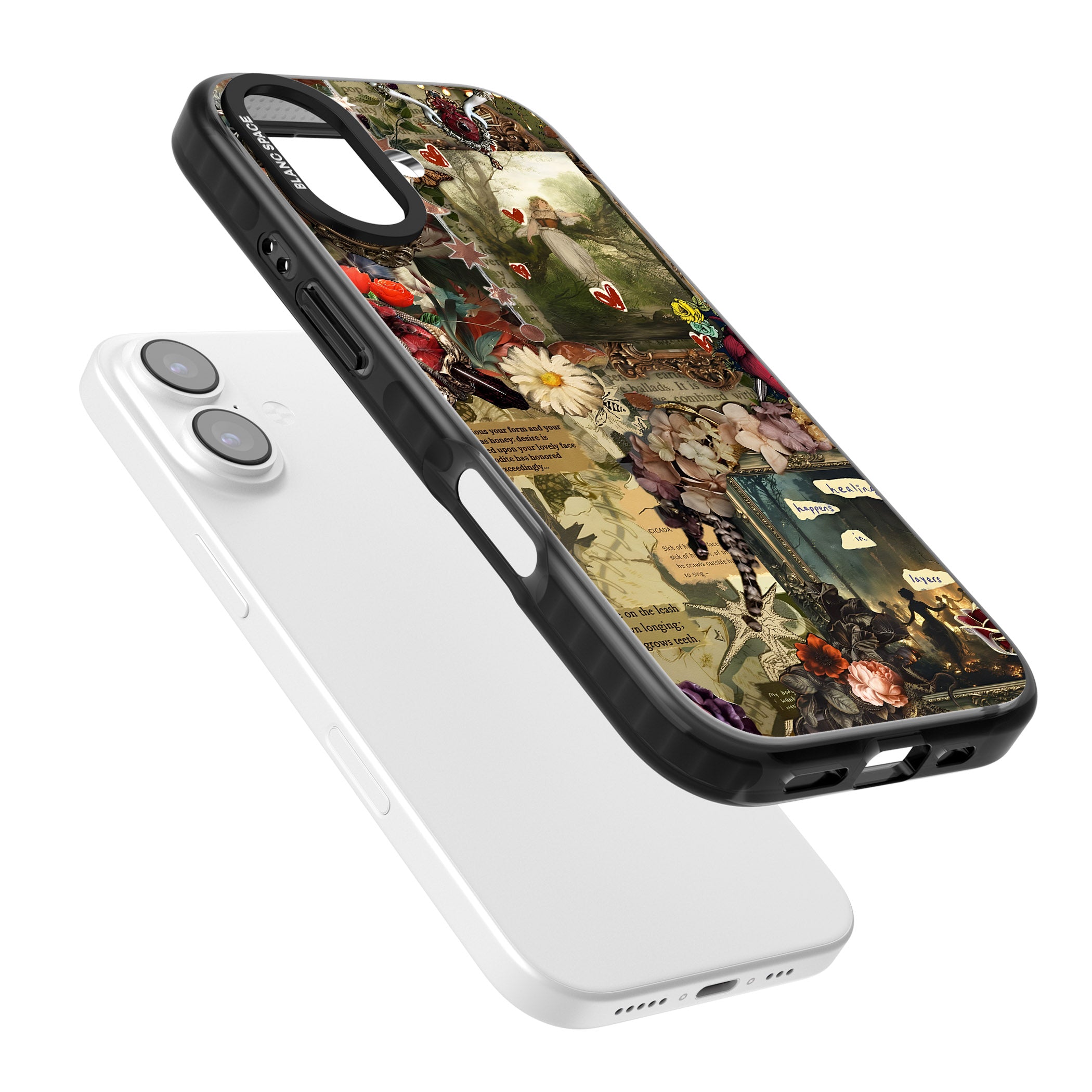 Textbook Romance Collage iPhone 17 Impact Pro Black Phone Case Colours