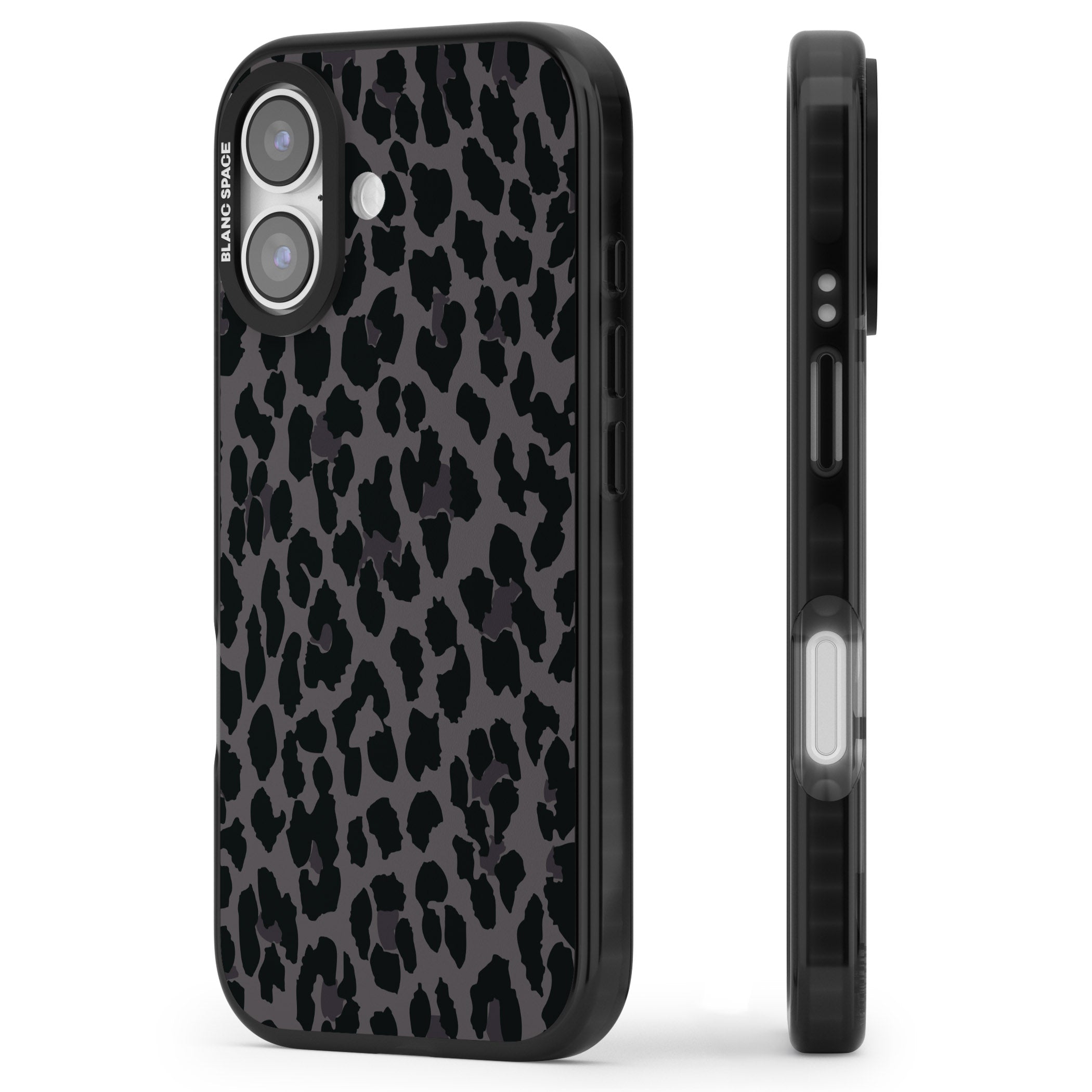 Dark Leopard Print iPhone 17 Impact Pro Black Phone Case Side Profile