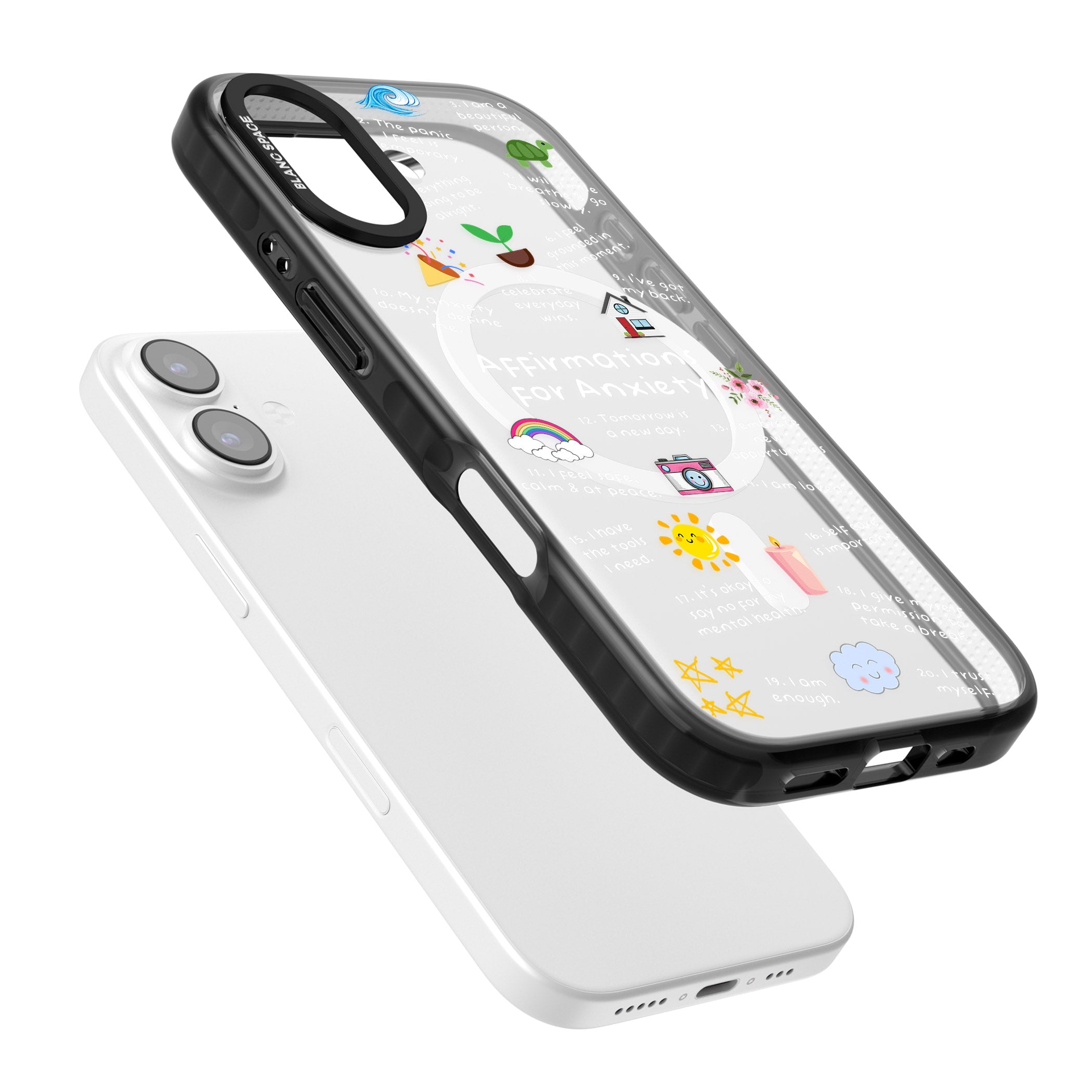 Anxiety White Text iPhone 17 Impact Pro Black Phone Case Colours