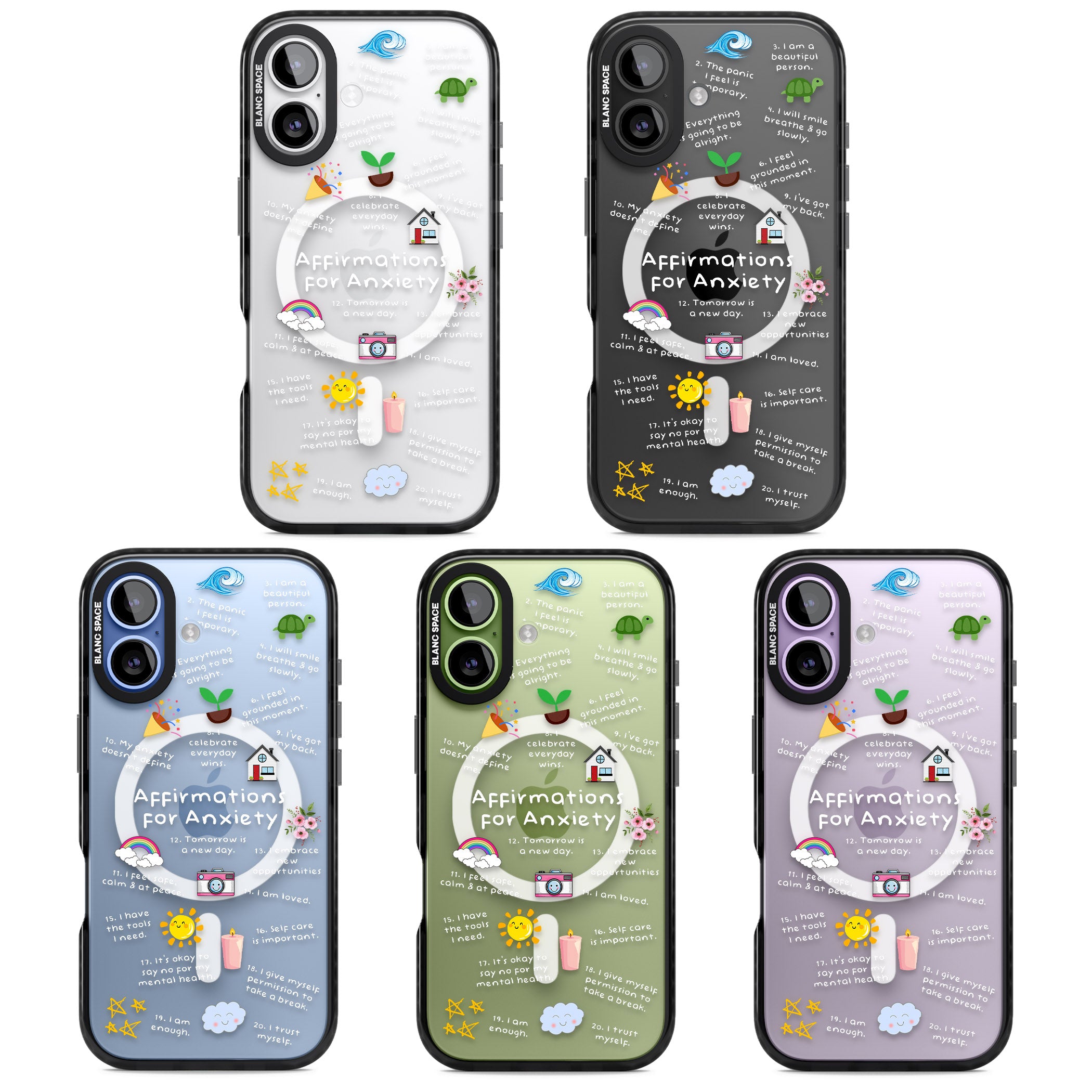 Anxiety White Text iPhone 17 Impact Pro Black Phone Case APT Impact Protection