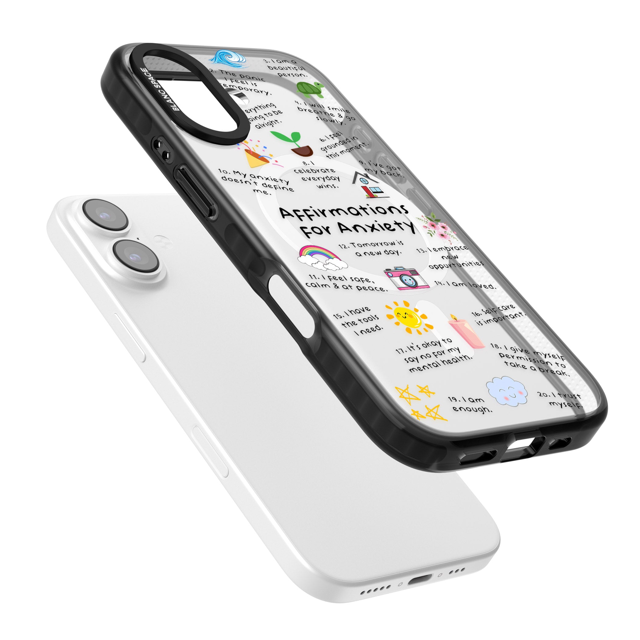 Anxiety Black Text iPhone 17 Impact Pro Black Phone Case Colours