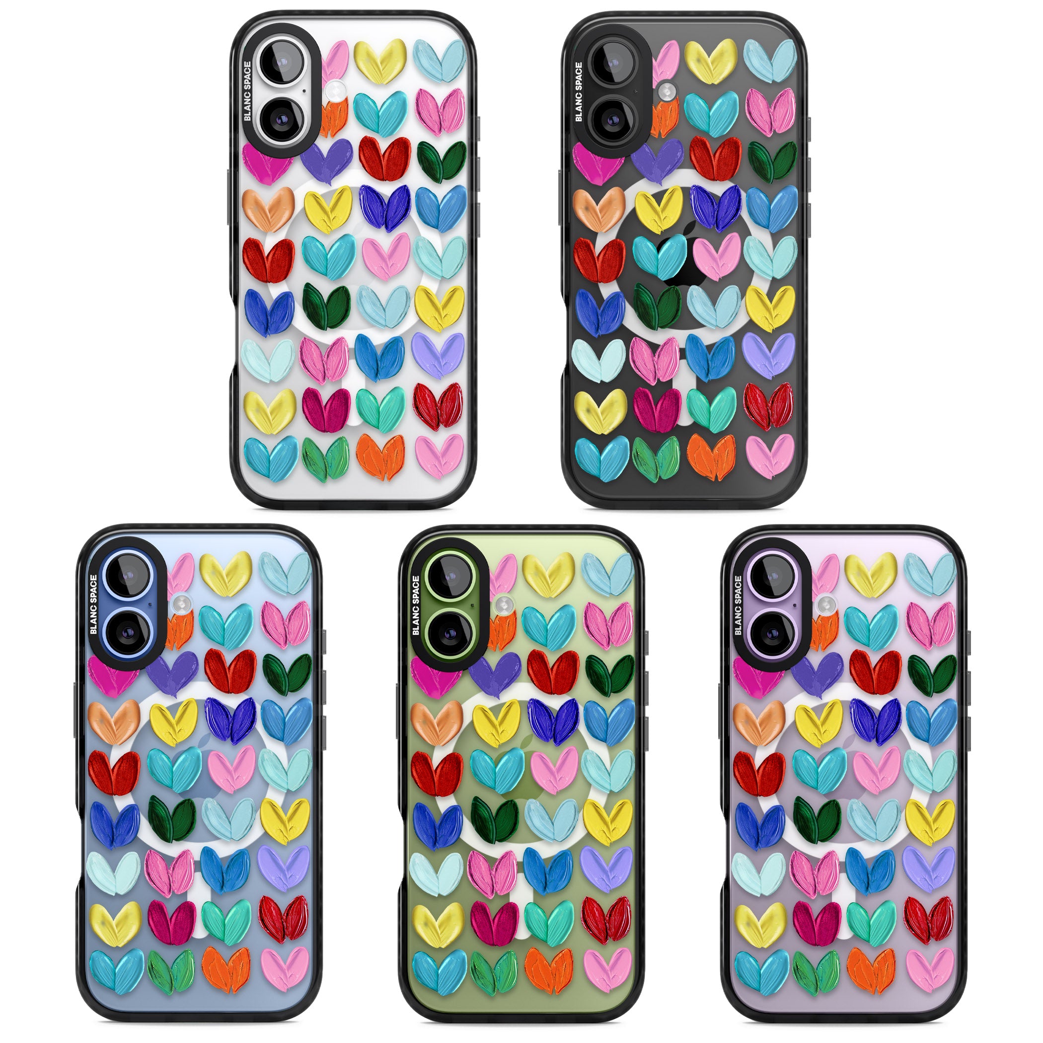 Oil Painted Hearts iPhone 17 Impact Pro Black Phone Case APT Impact Protection