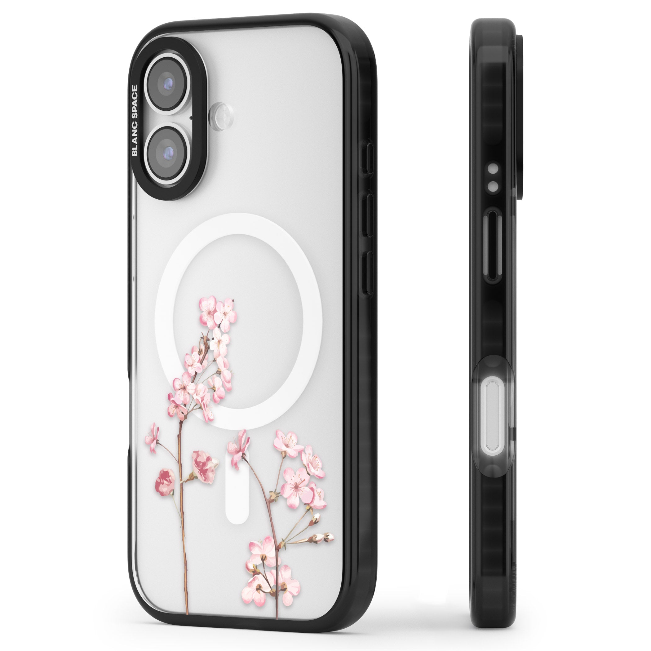 Blossom Flower iPhone 17 Impact Pro Black Phone Case Side Profile