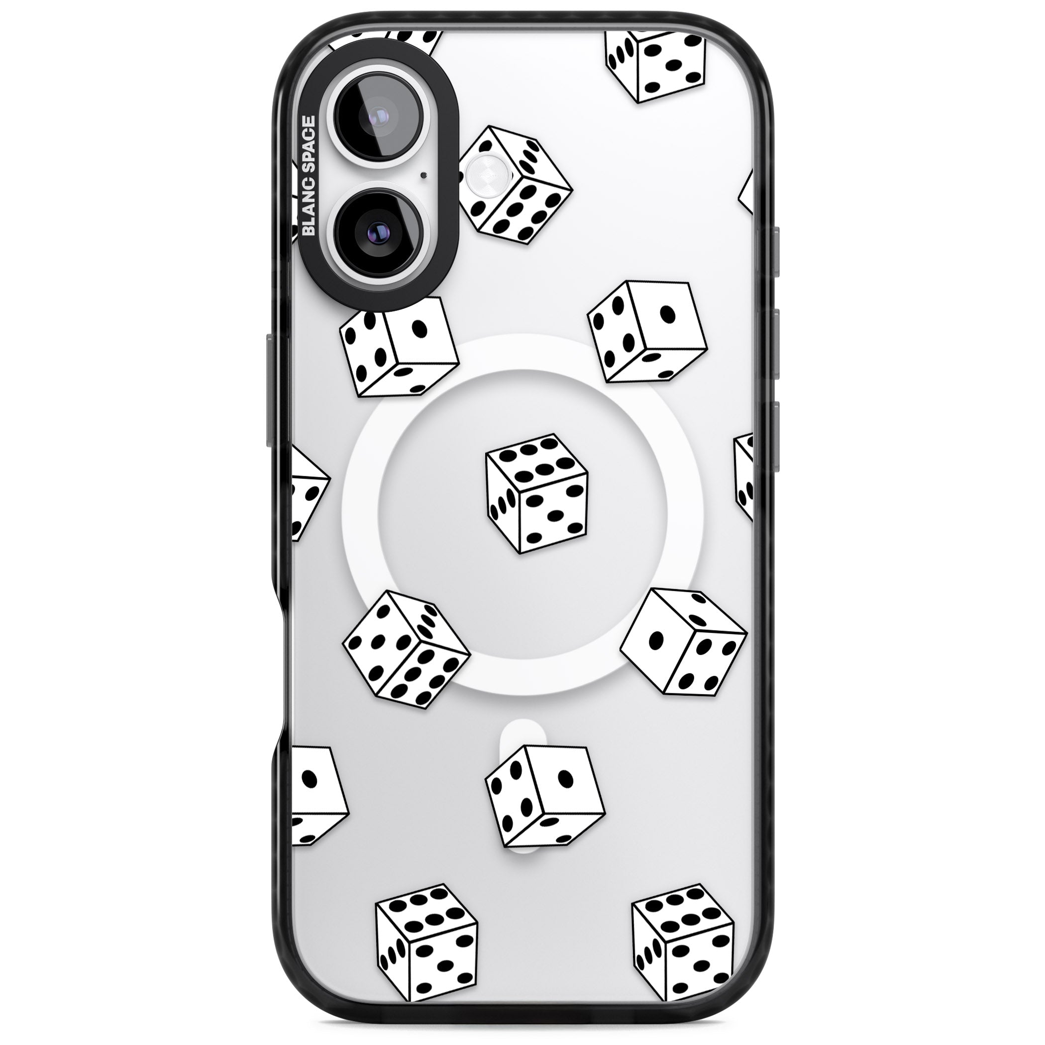 Clear Dice Pattern iPhone 17 Impact Pro Black Phone Case