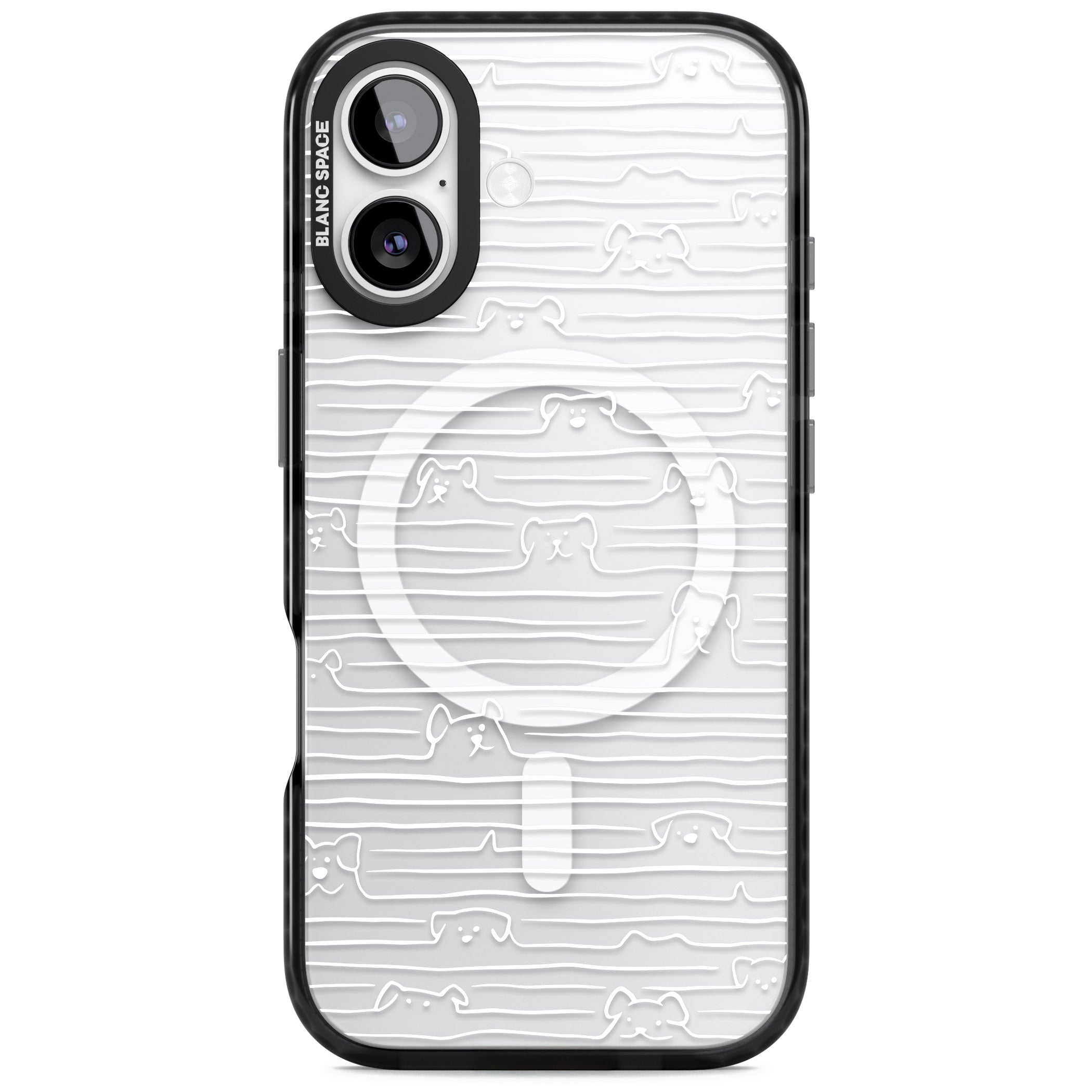 Dog Line Art White iPhone 17 Impact Pro Black Phone Case