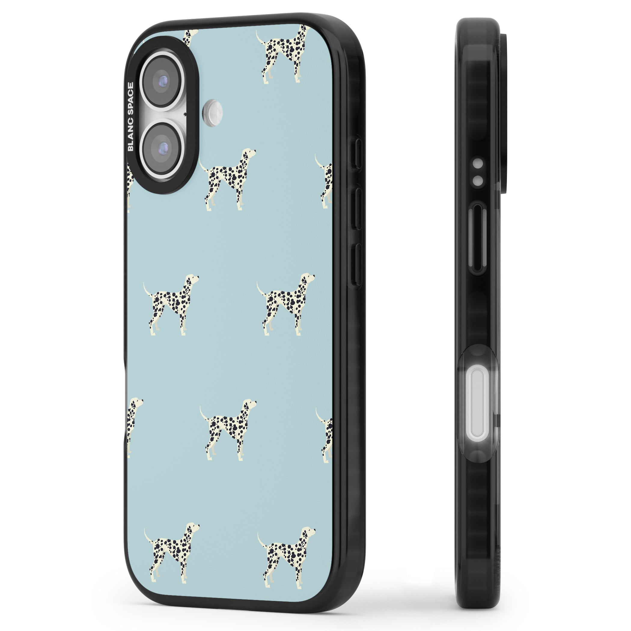 Dalmatian Pattern iPhone 17 Impact Pro Black Phone Case Side Profile