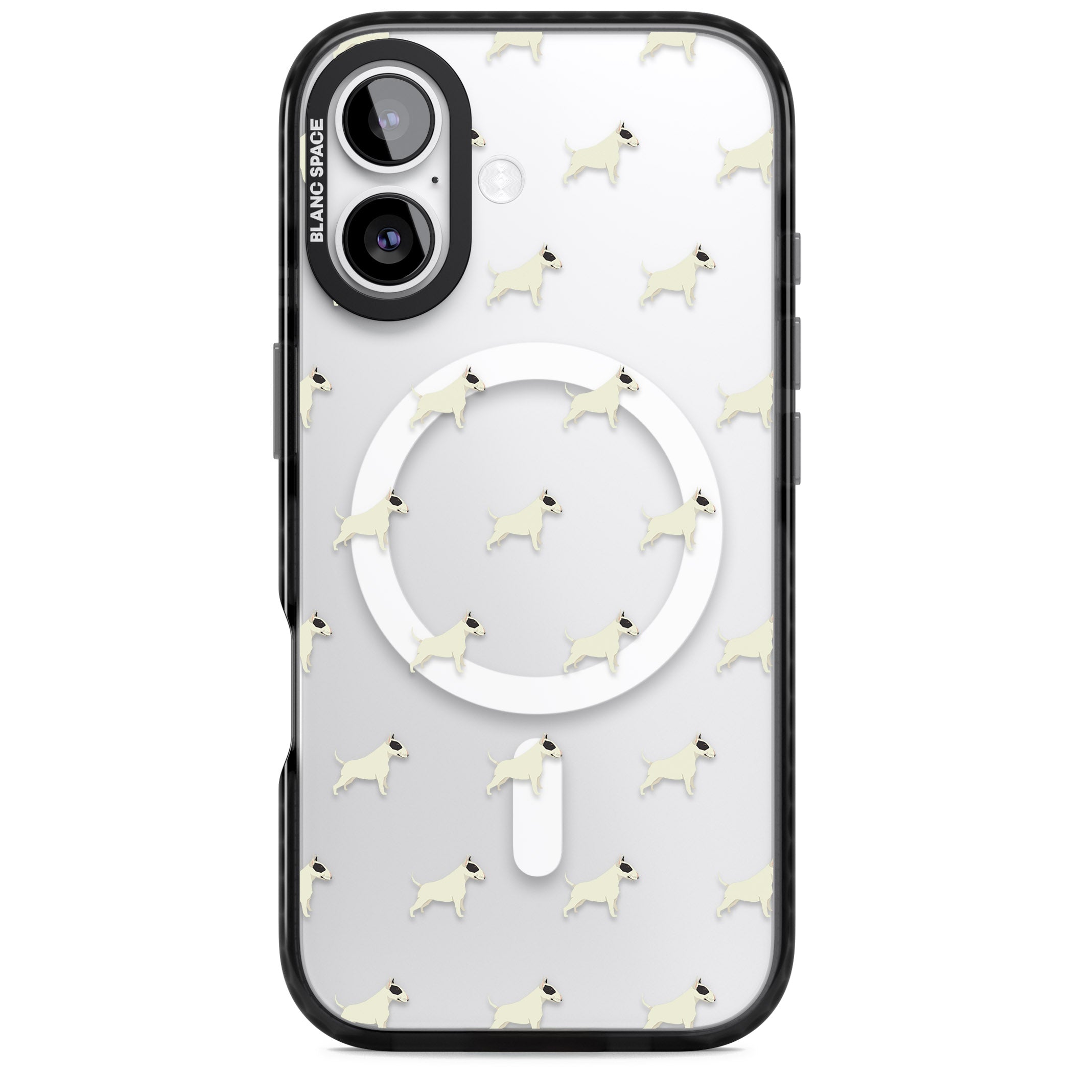 Bull Terrier Pattern iPhone 17 Impact Pro Black Phone Case