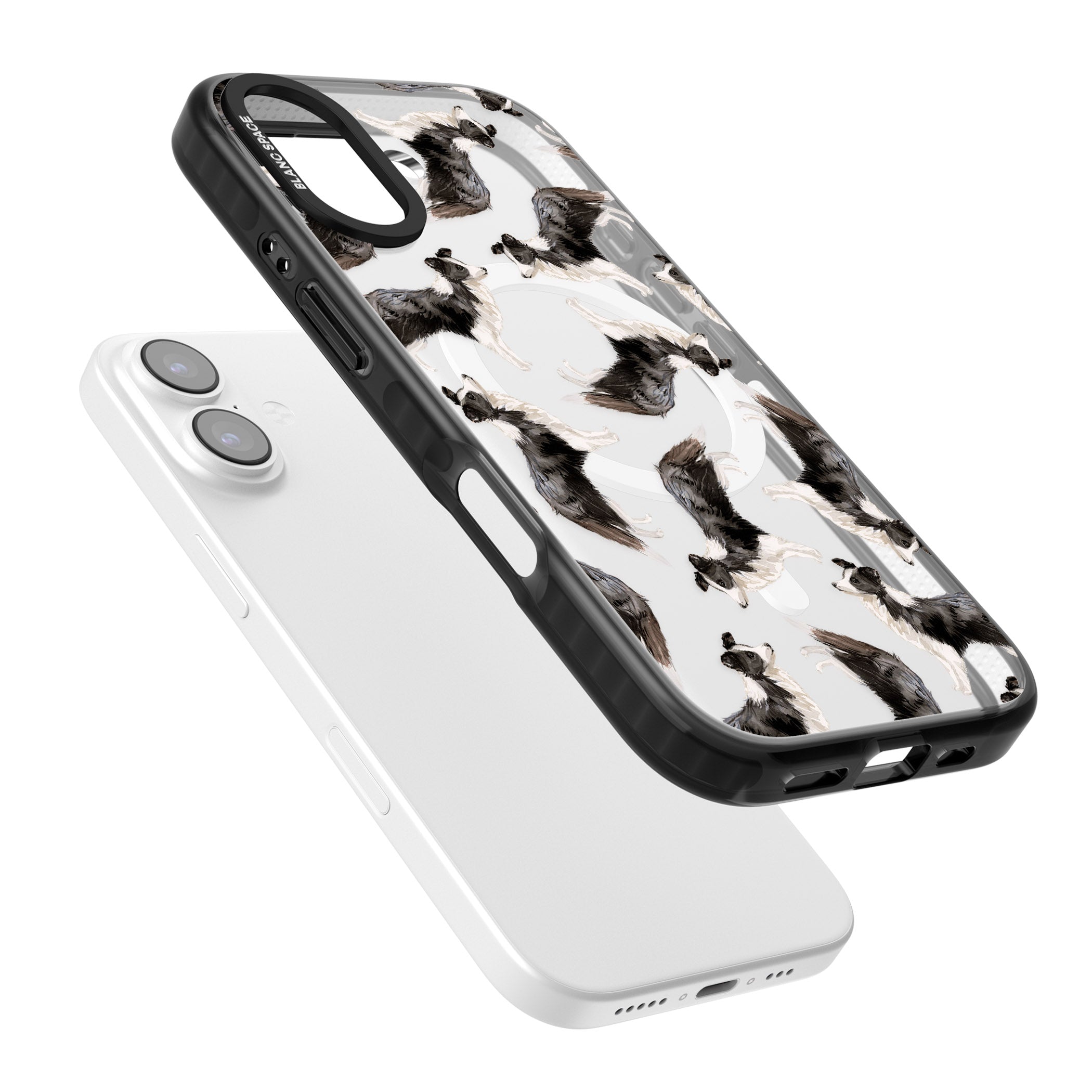 Border Collie Pattern Watercolour iPhone 17 Impact Pro Black Phone Case Colours