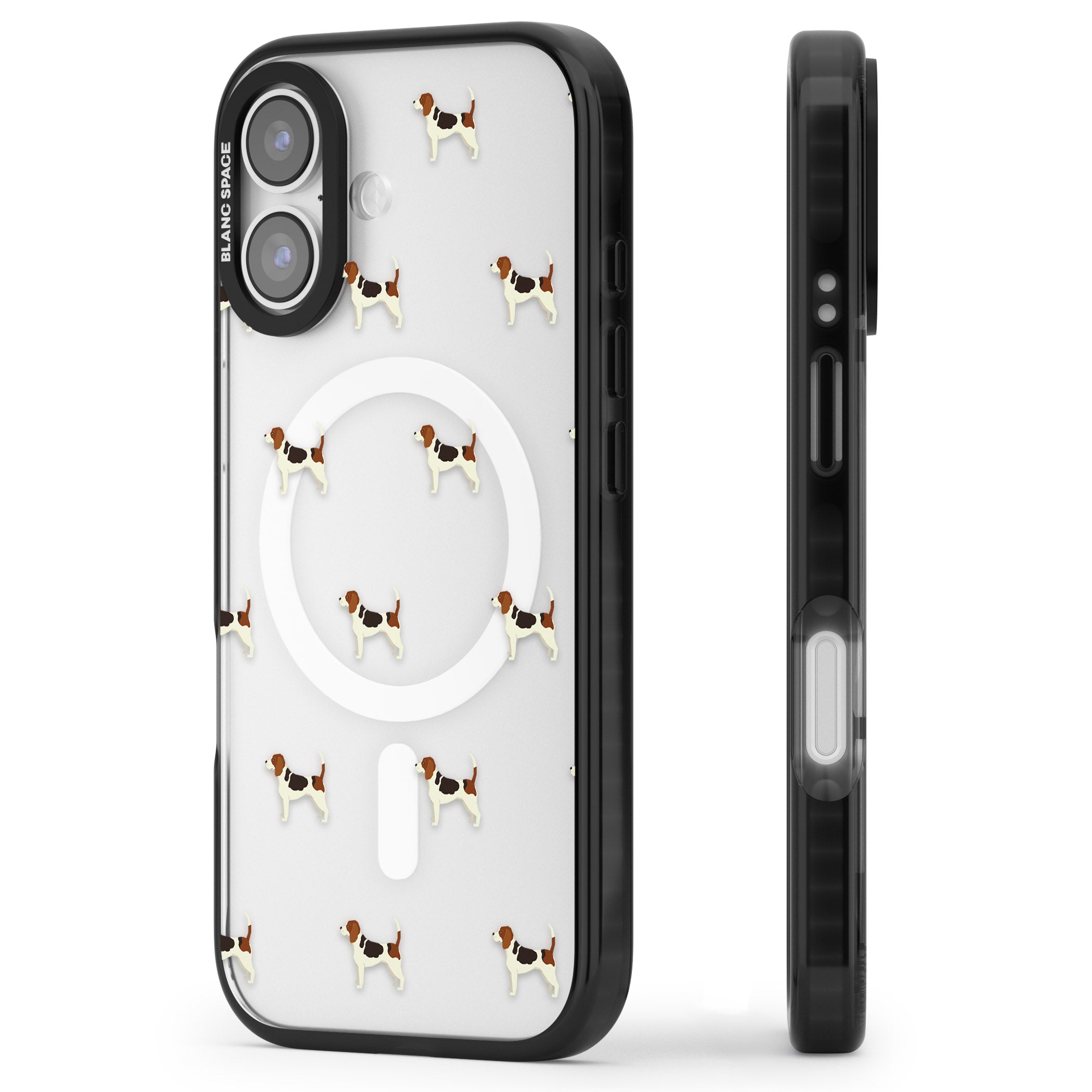 Beagle Dog Pattern iPhone 17 Impact Pro Black Phone Case Side Profile