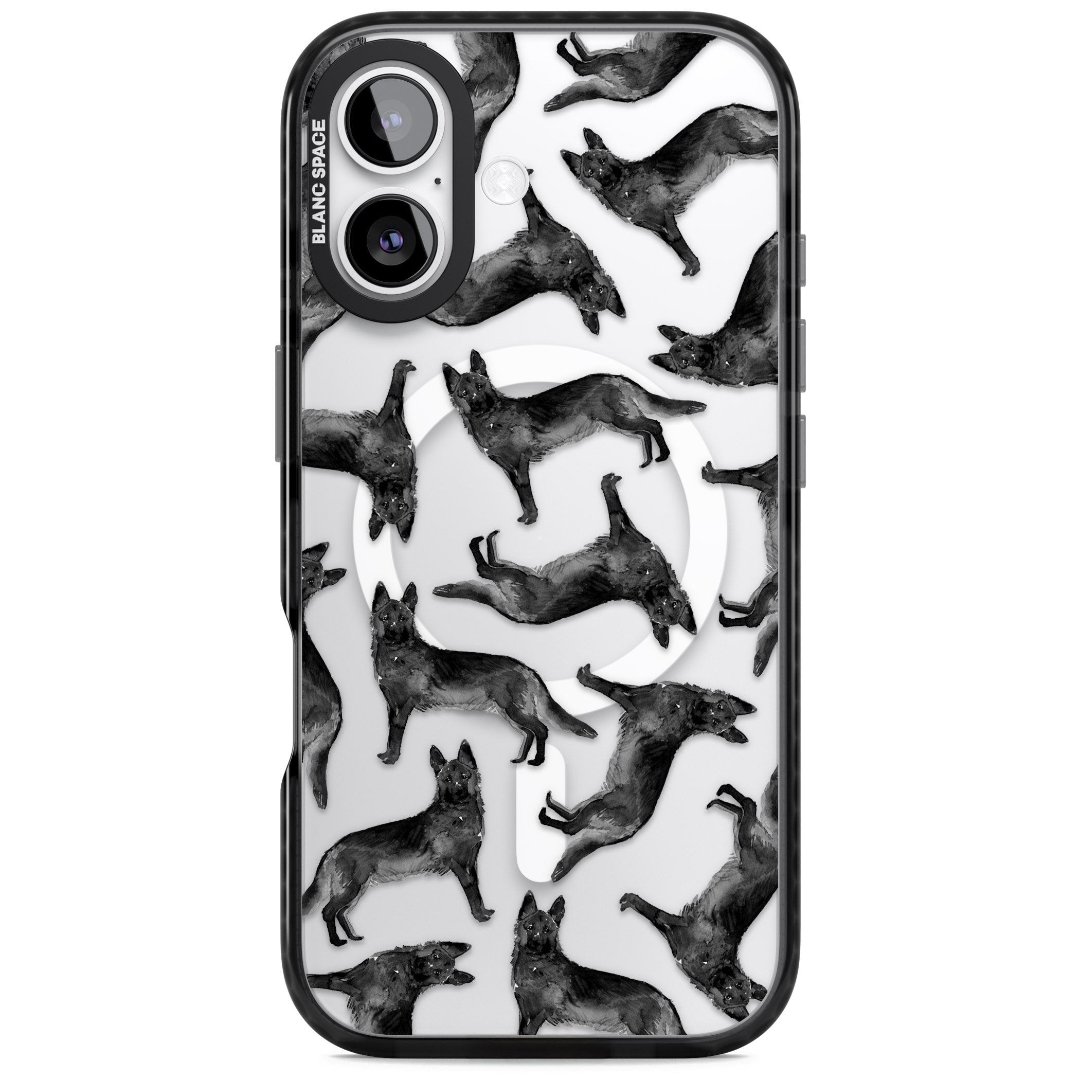 German Shepherd Pattern Black iPhone 17 Impact Pro Black Phone Case
