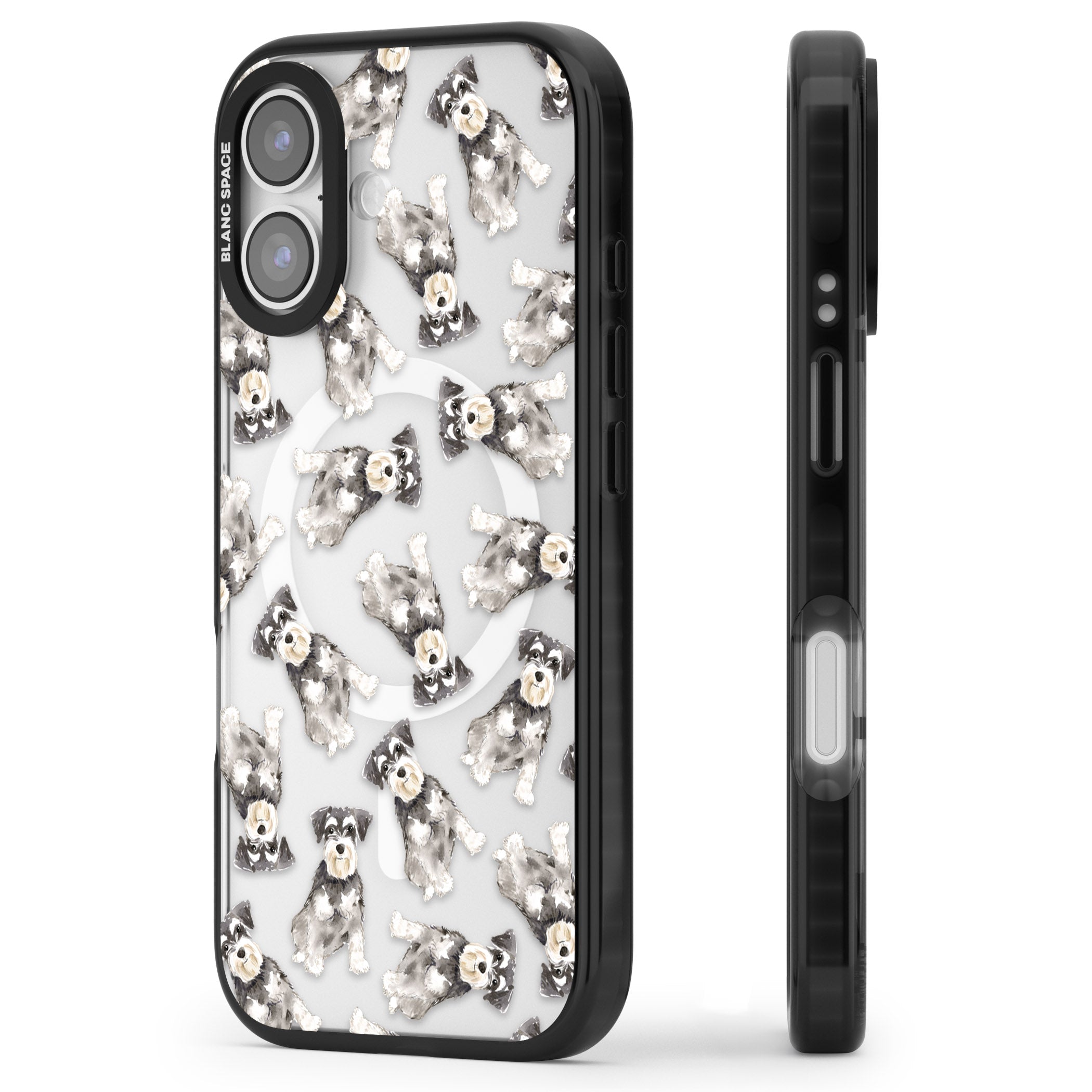 Miniature Schnauzer Watercolor iPhone 17 Impact Pro Black Phone Case Side Profile