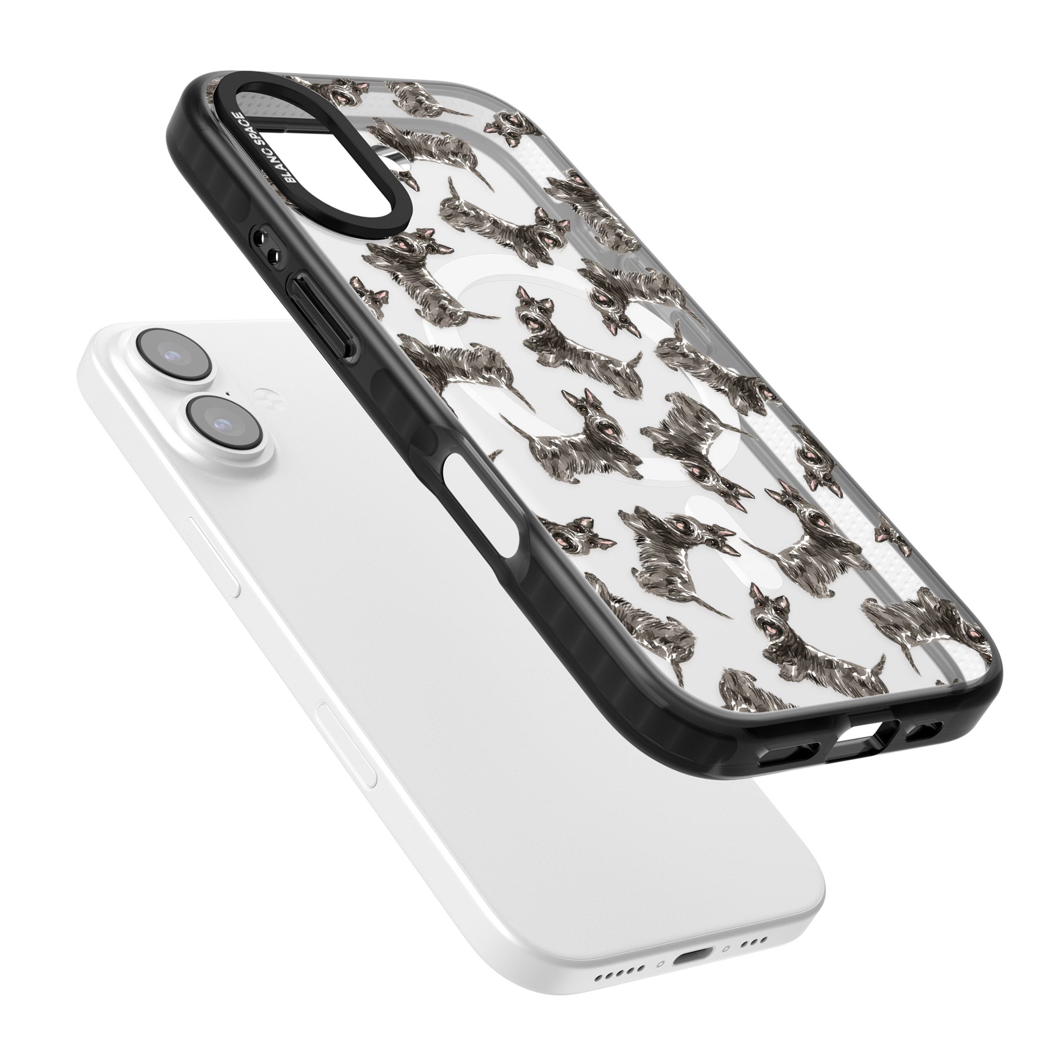 Scottish Terrier Pattern iPhone 17 Impact Pro Black Phone Case Colours
