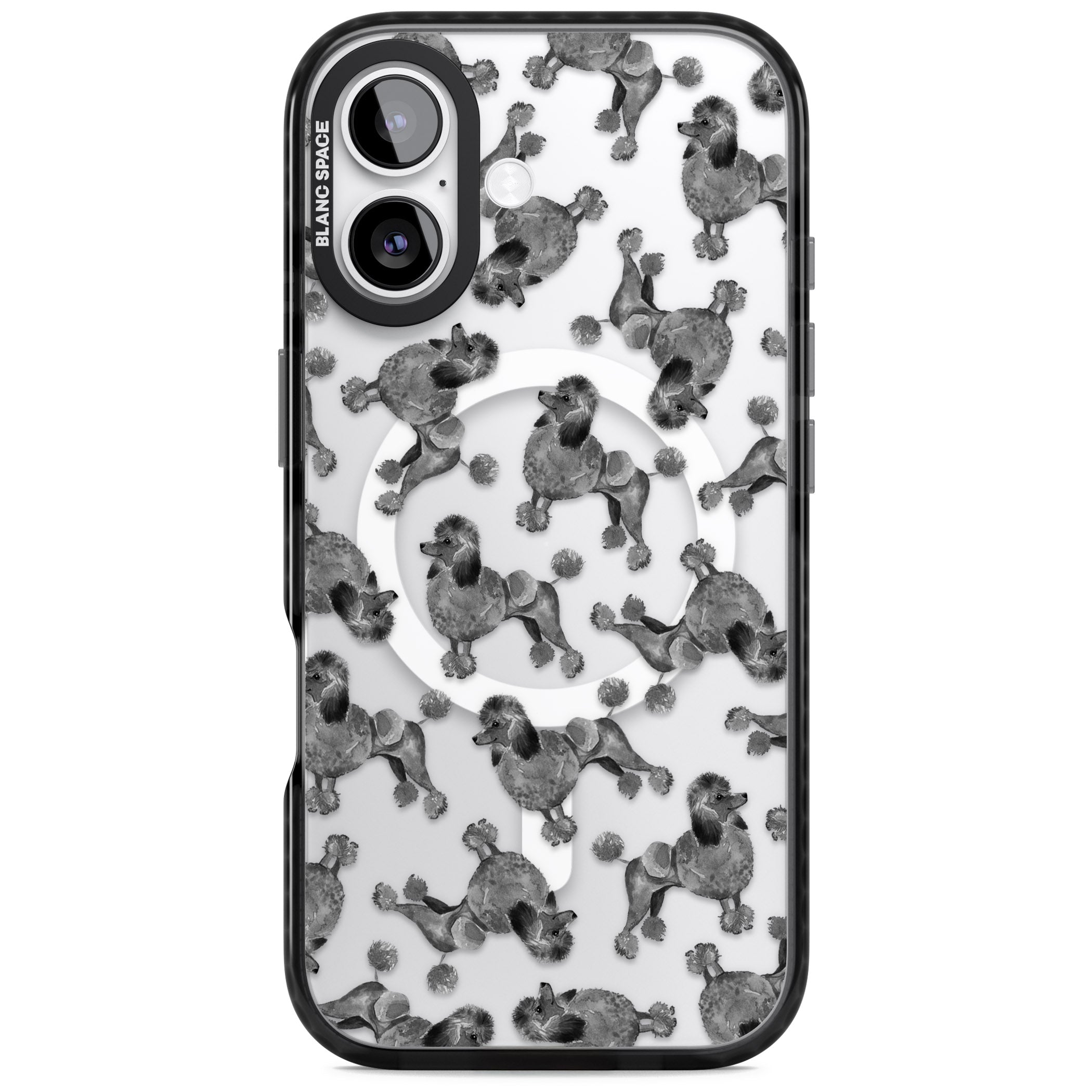 Poodle Pattern iPhone 17 Impact Pro Black Phone Case