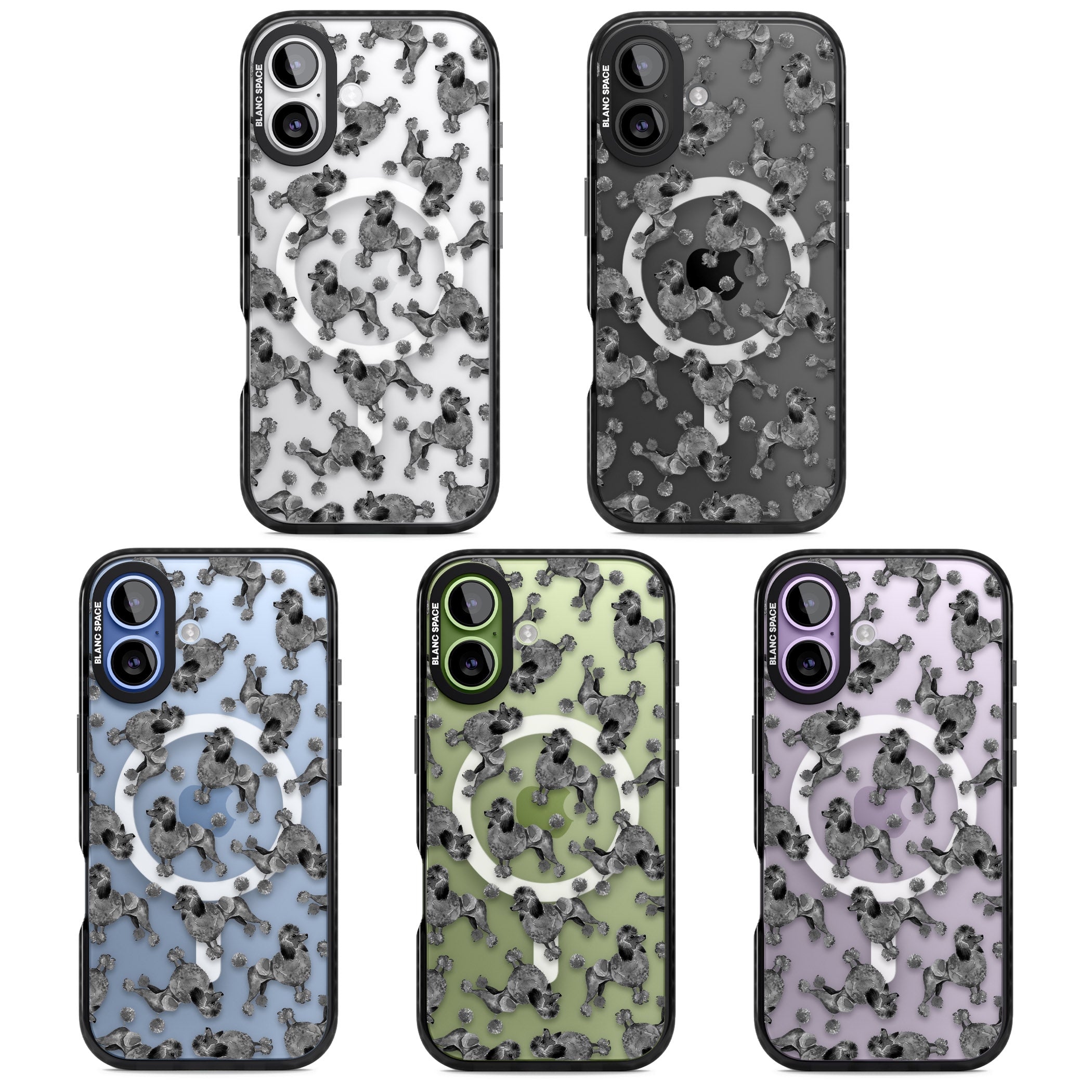 Poodle Pattern iPhone 17 Impact Pro Black Phone Case APT Impact Protection