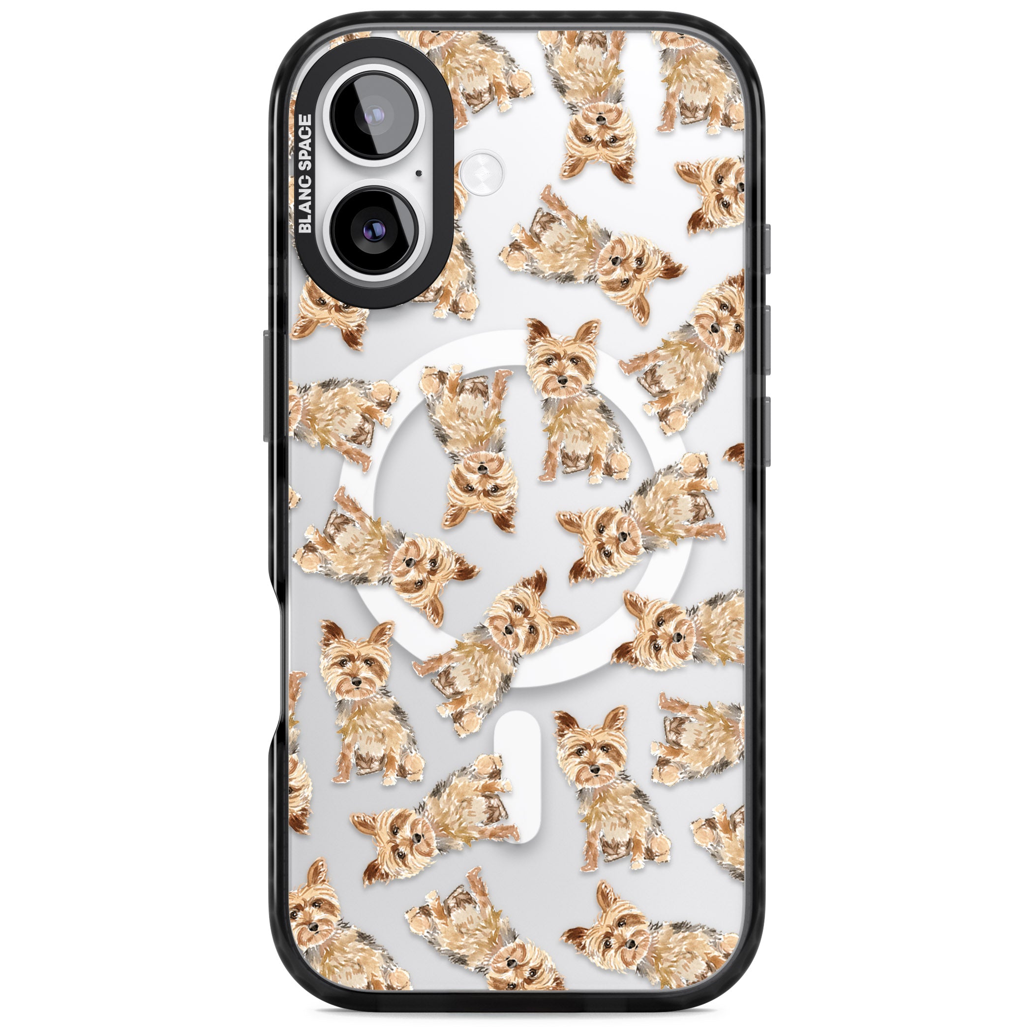 Yorkshire Terrier Dog Pattern iPhone 17 Impact Pro Black Phone Case