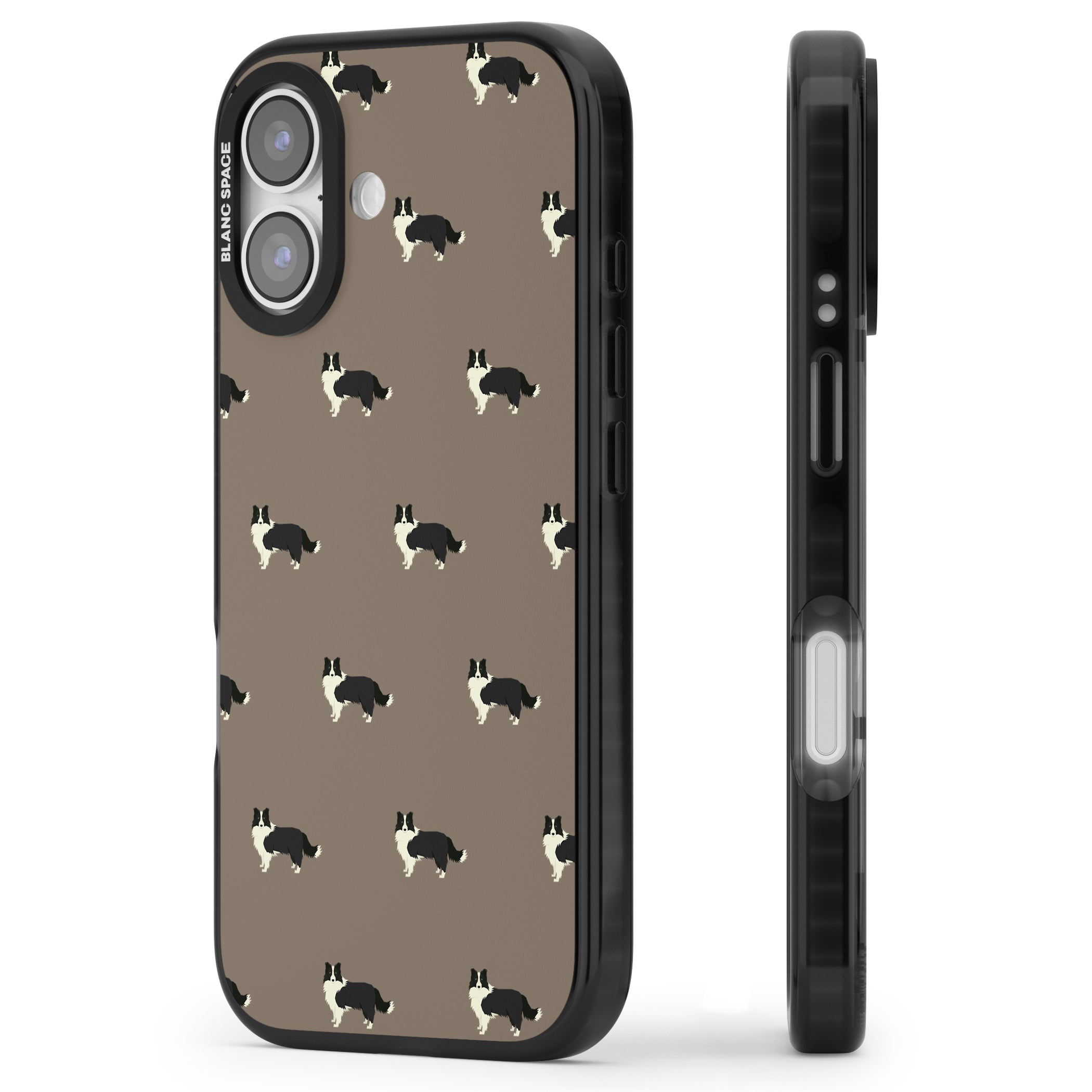 Border Collie Pattern Classic iPhone 17 Impact Pro Black Phone Case Side Profile