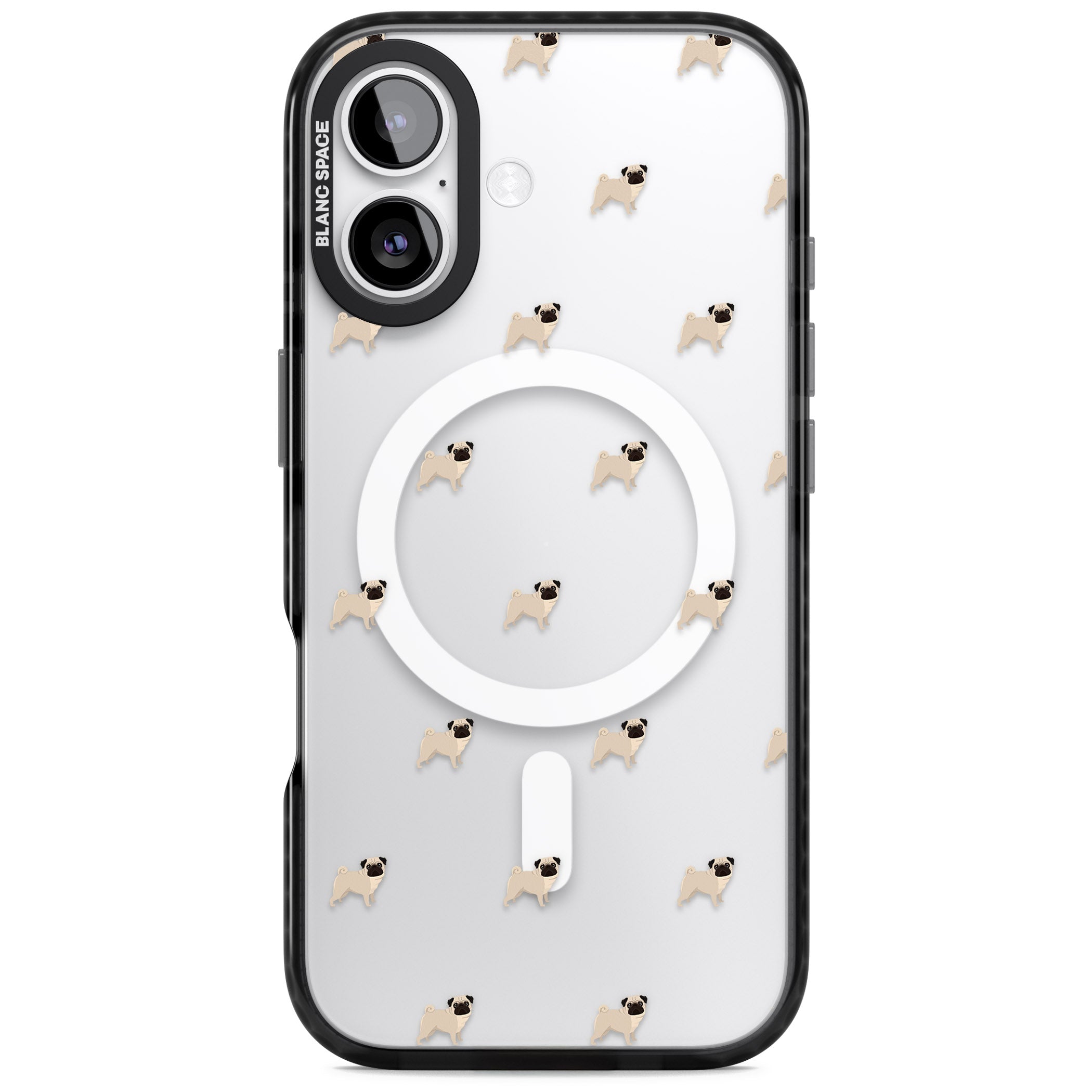 Pug Pattern iPhone 17 Impact Pro Black Phone Case