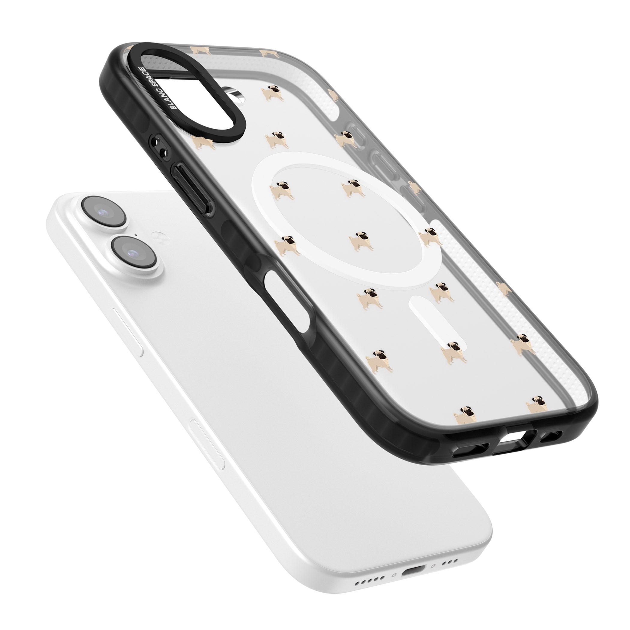Pug Pattern iPhone 17 Impact Pro Black Phone Case Colours
