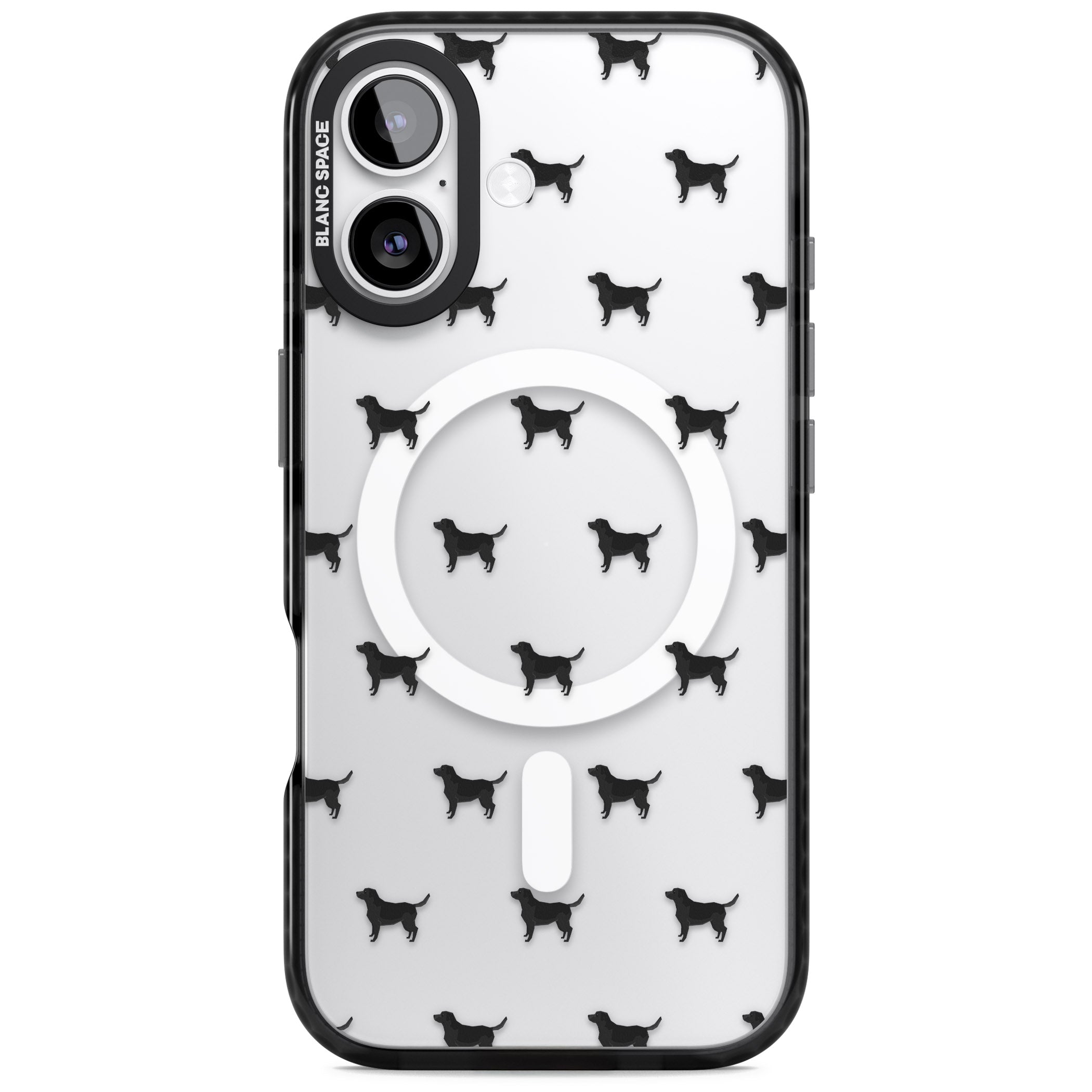 Black Labrador Pattern iPhone 17 Impact Pro Black Phone Case