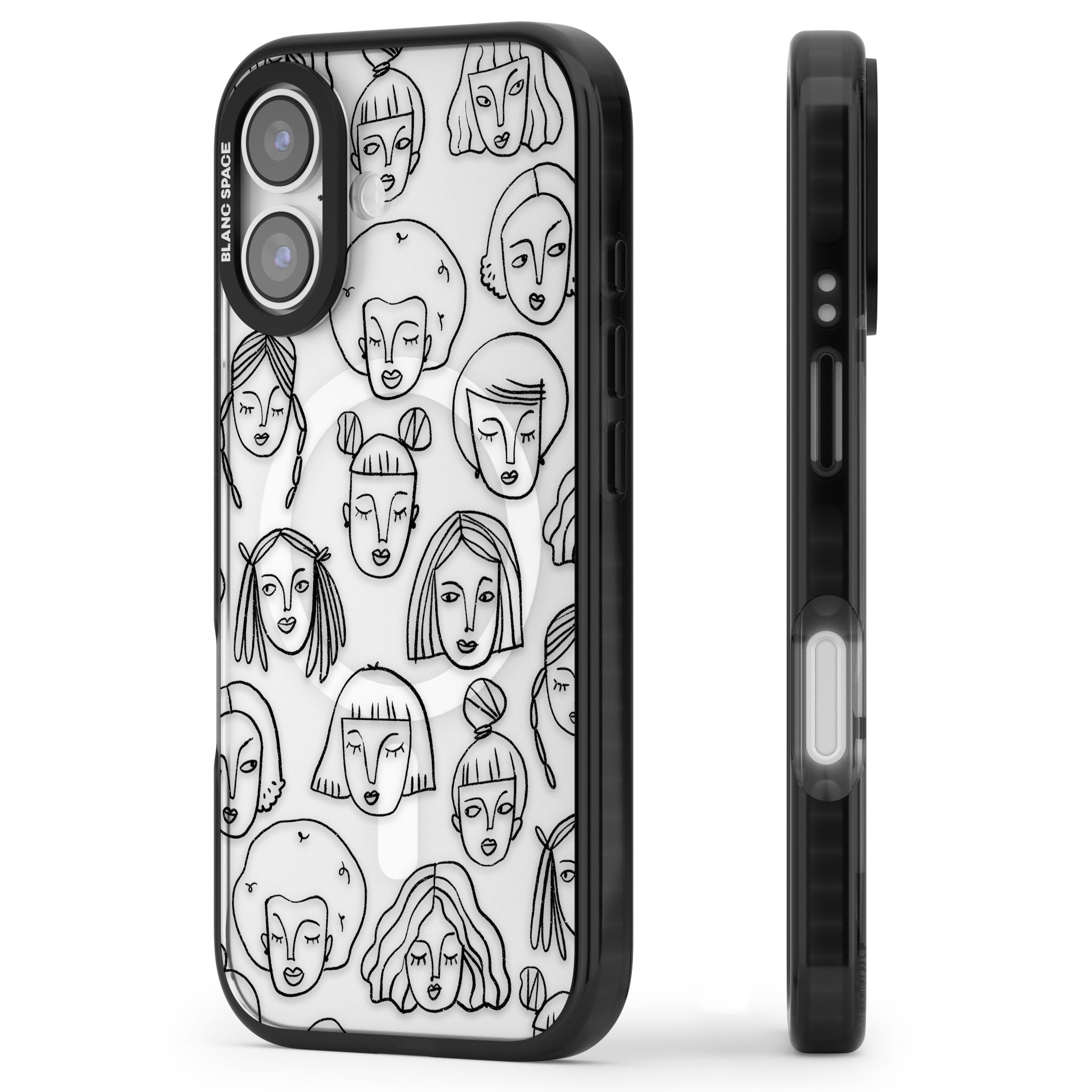 Doodle Face iPhone 17 Impact Pro Black Phone Case Side Profile