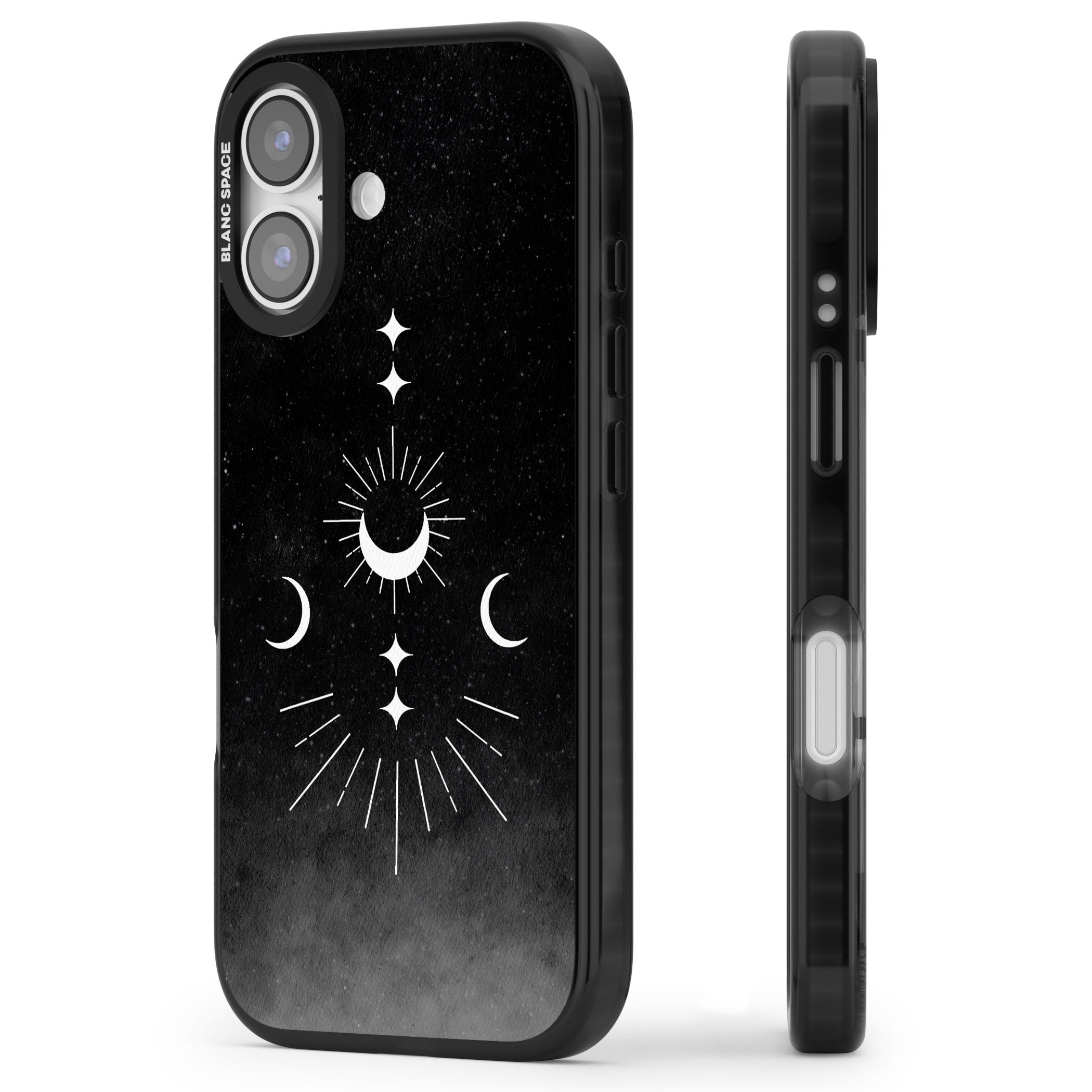 Lunar Mandala iPhone 17 Impact Pro Black Phone Case Side Profile