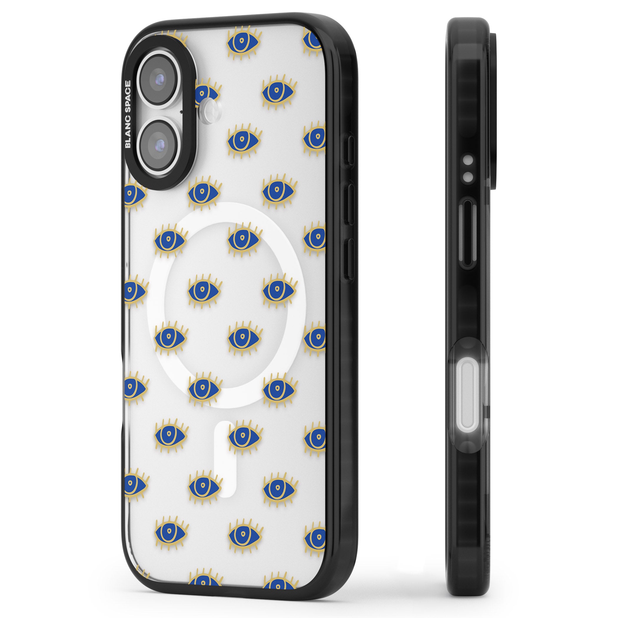 Psychedelic Eyes Pattern Classic iPhone 17 Impact Pro Black Phone Case Side Profile