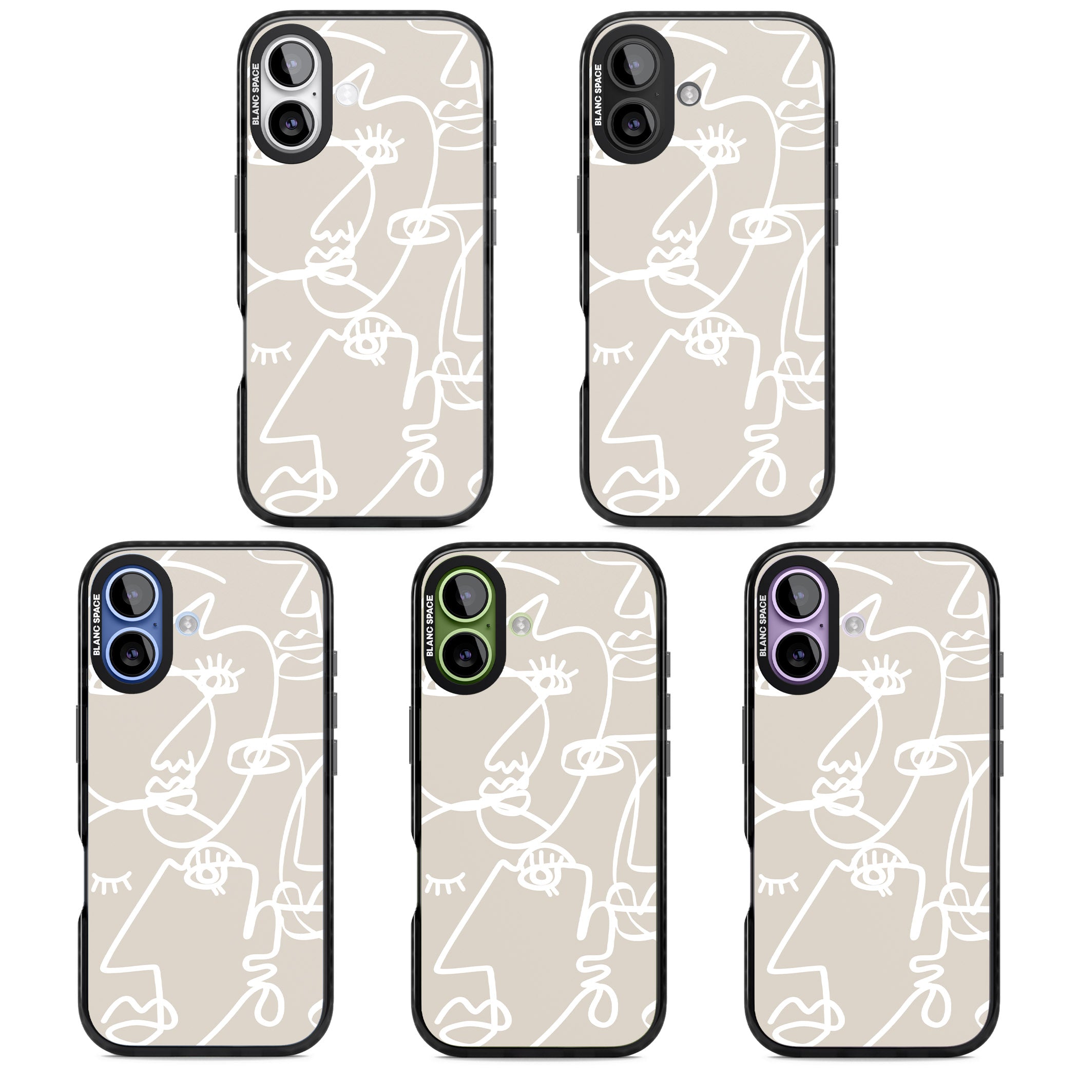 Abstract Line Art White Beige iPhone 17 Impact Pro Black Phone Case APT Impact Protection
