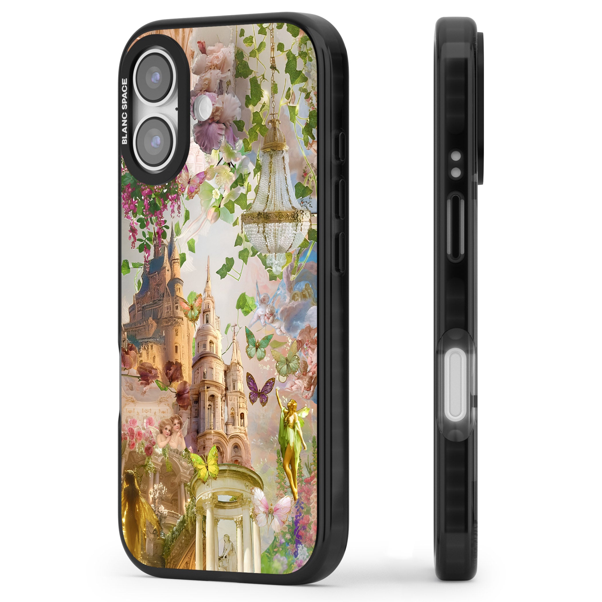 Fairies & Castles Collage iPhone 17 Impact Pro Black Phone Case Side Profile