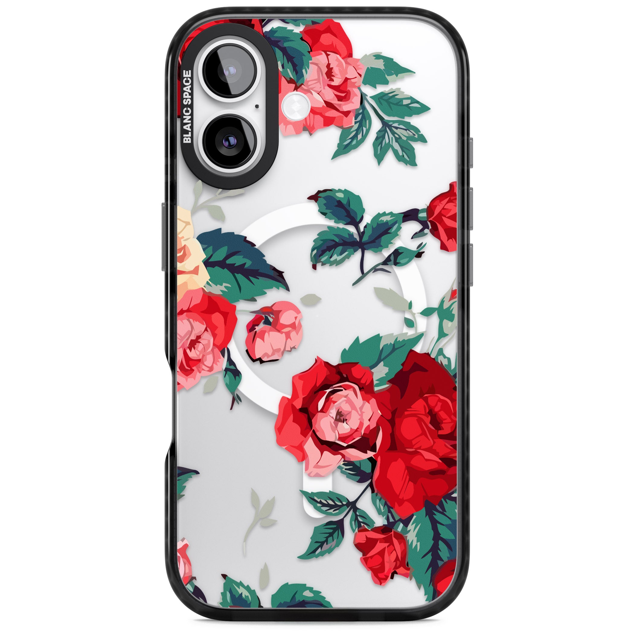 Rose Pattern iPhone 17 Impact Pro Black Phone Case