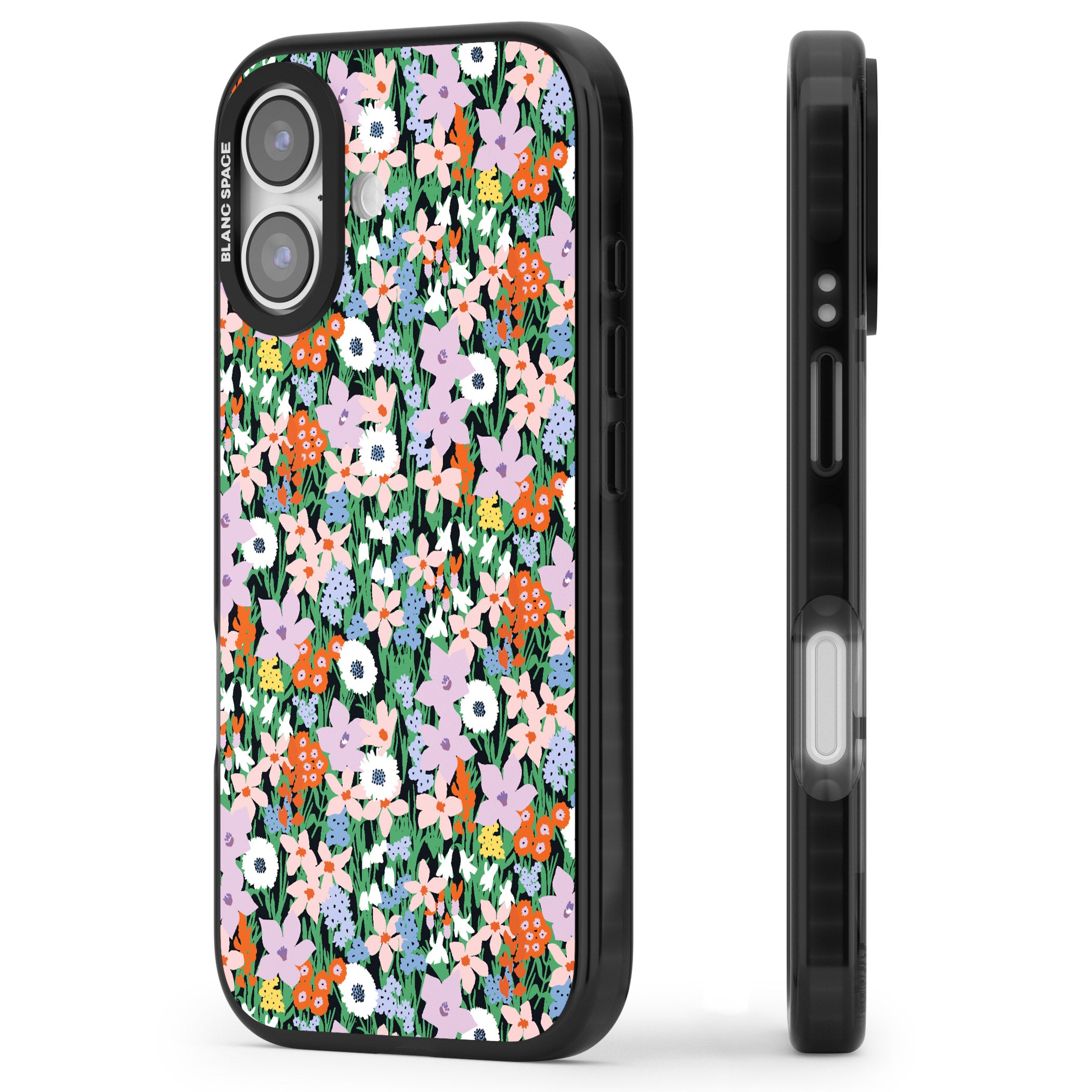 Jazzy Floral Mix iPhone 17 Impact Pro Black Phone Case Side Profile