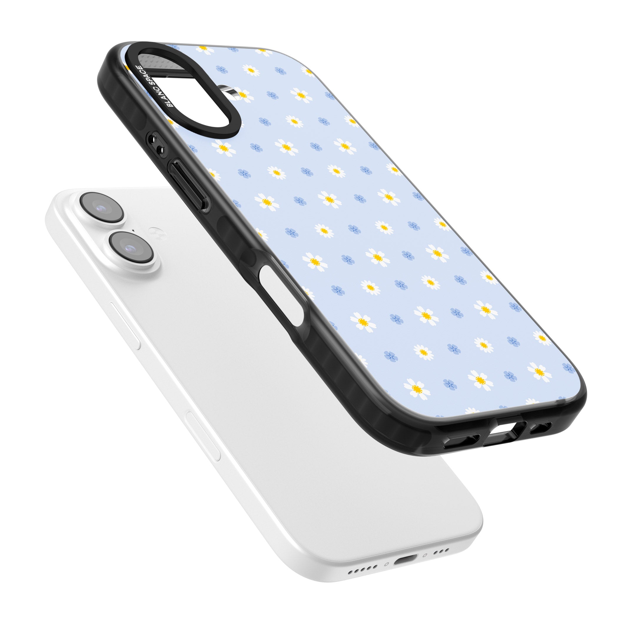 Pale Blue Daisies iPhone 17 Impact Pro Black Phone Case Colours