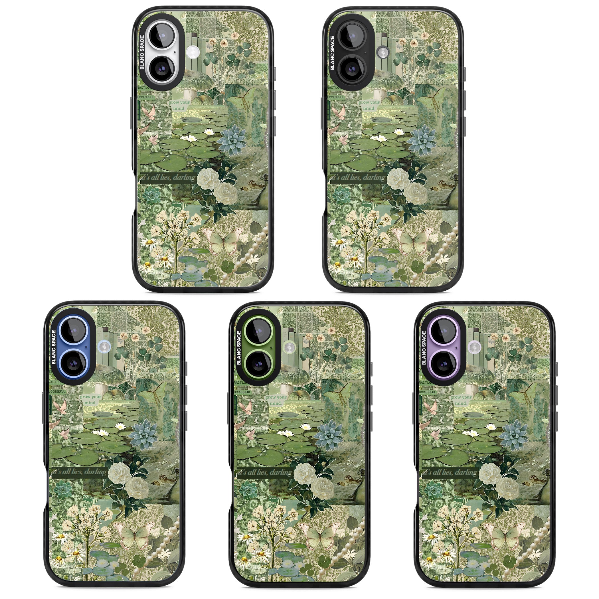 Sage Collage iPhone 17 Impact Pro Black Phone Case APT Impact Protection