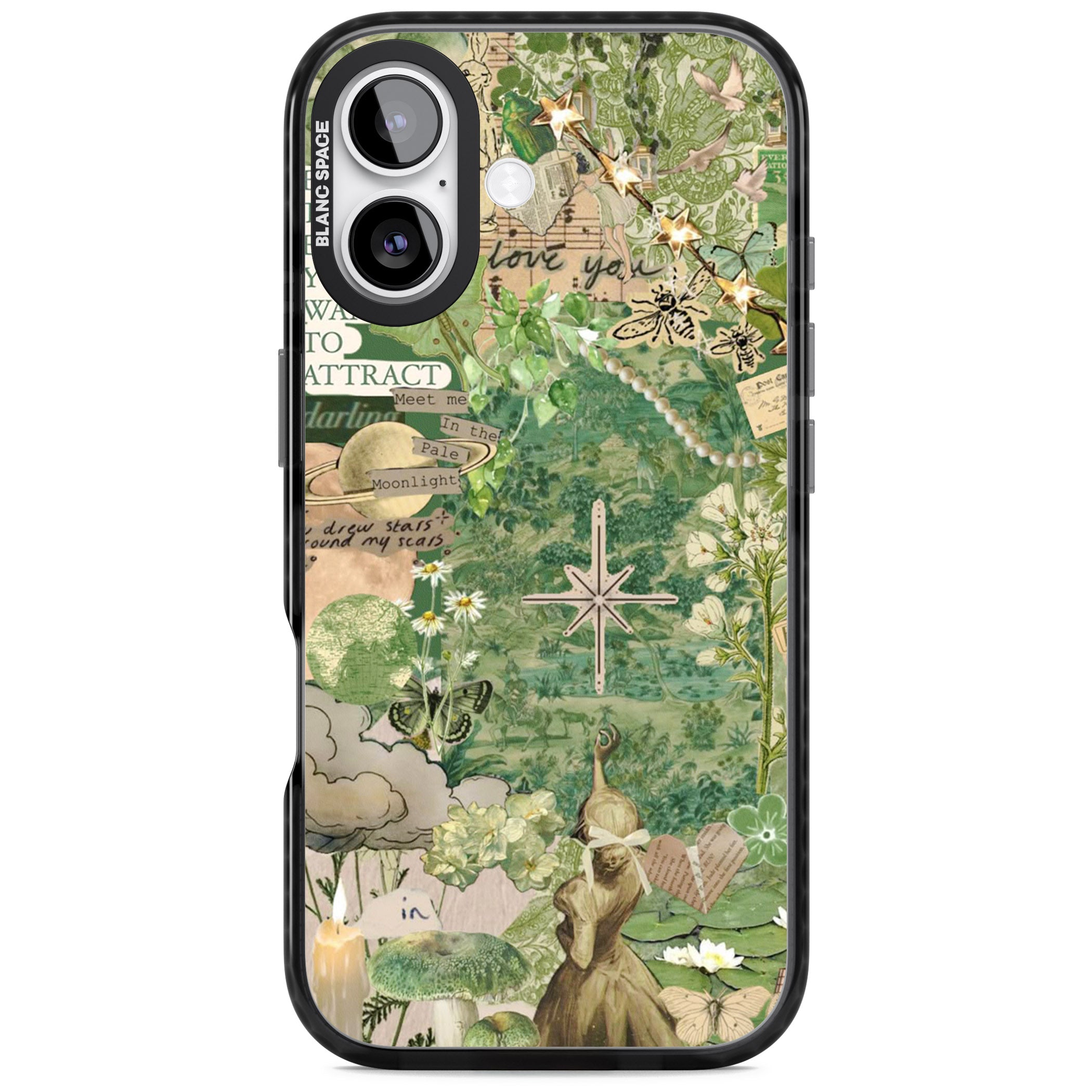 Green Vintage Collage iPhone 17 Impact Pro Black Phone Case