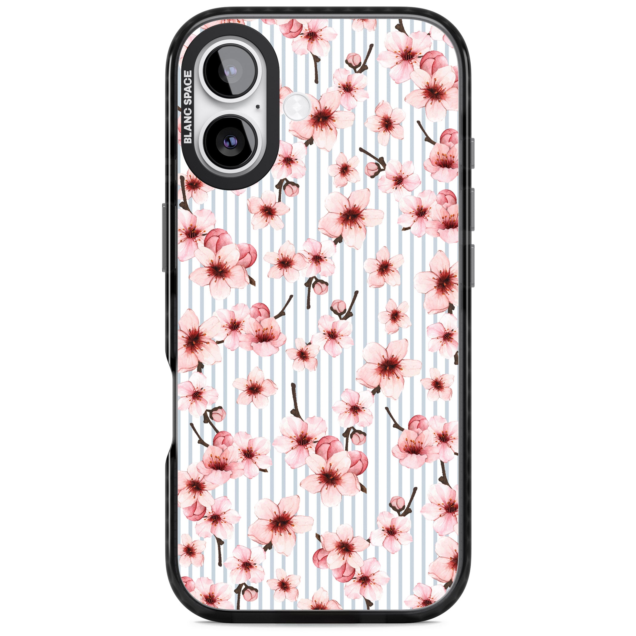 Cherry Blossoms Striped iPhone 17 Impact Pro Black Phone Case