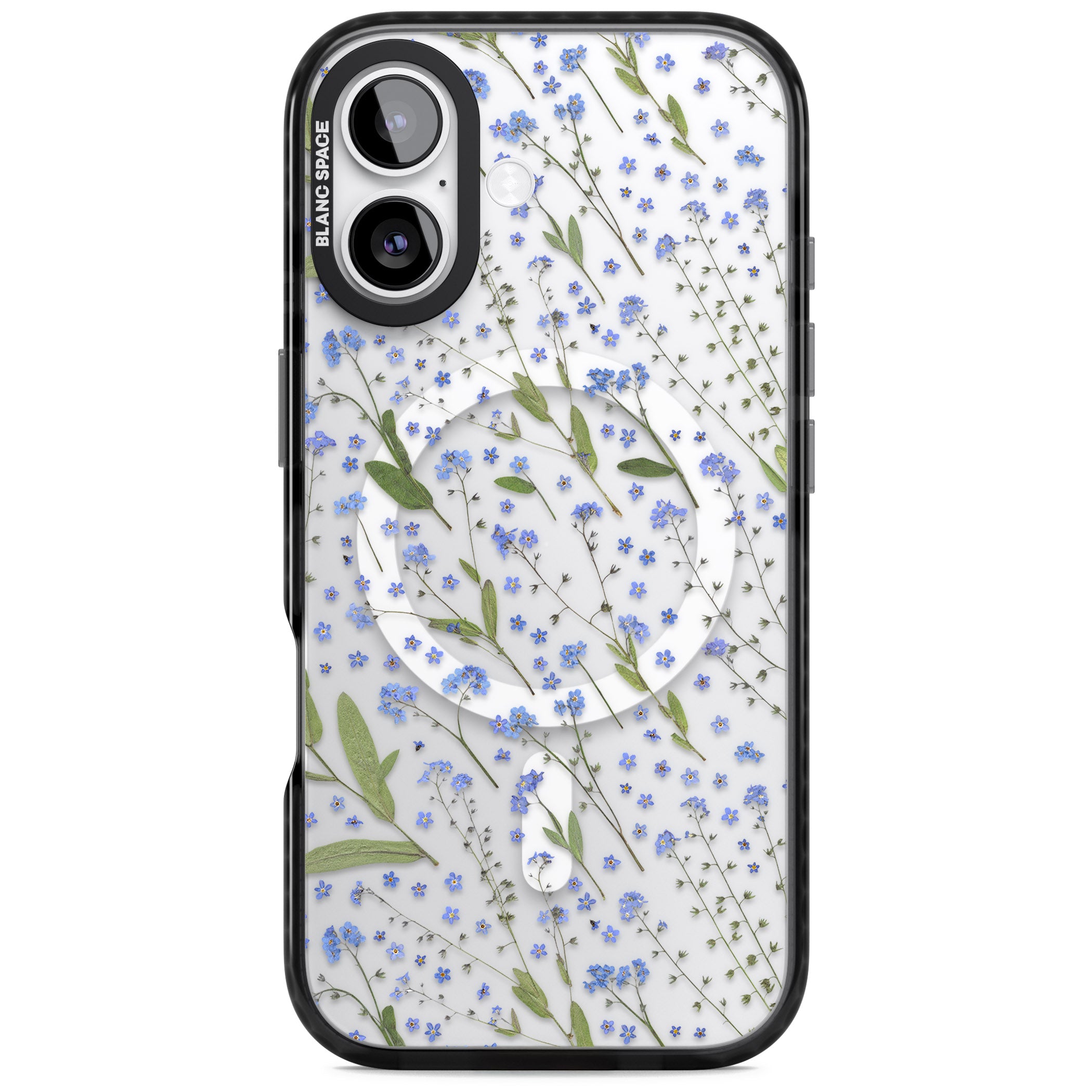 Blue Meadow Floral iPhone 17 Impact Pro Black Phone Case