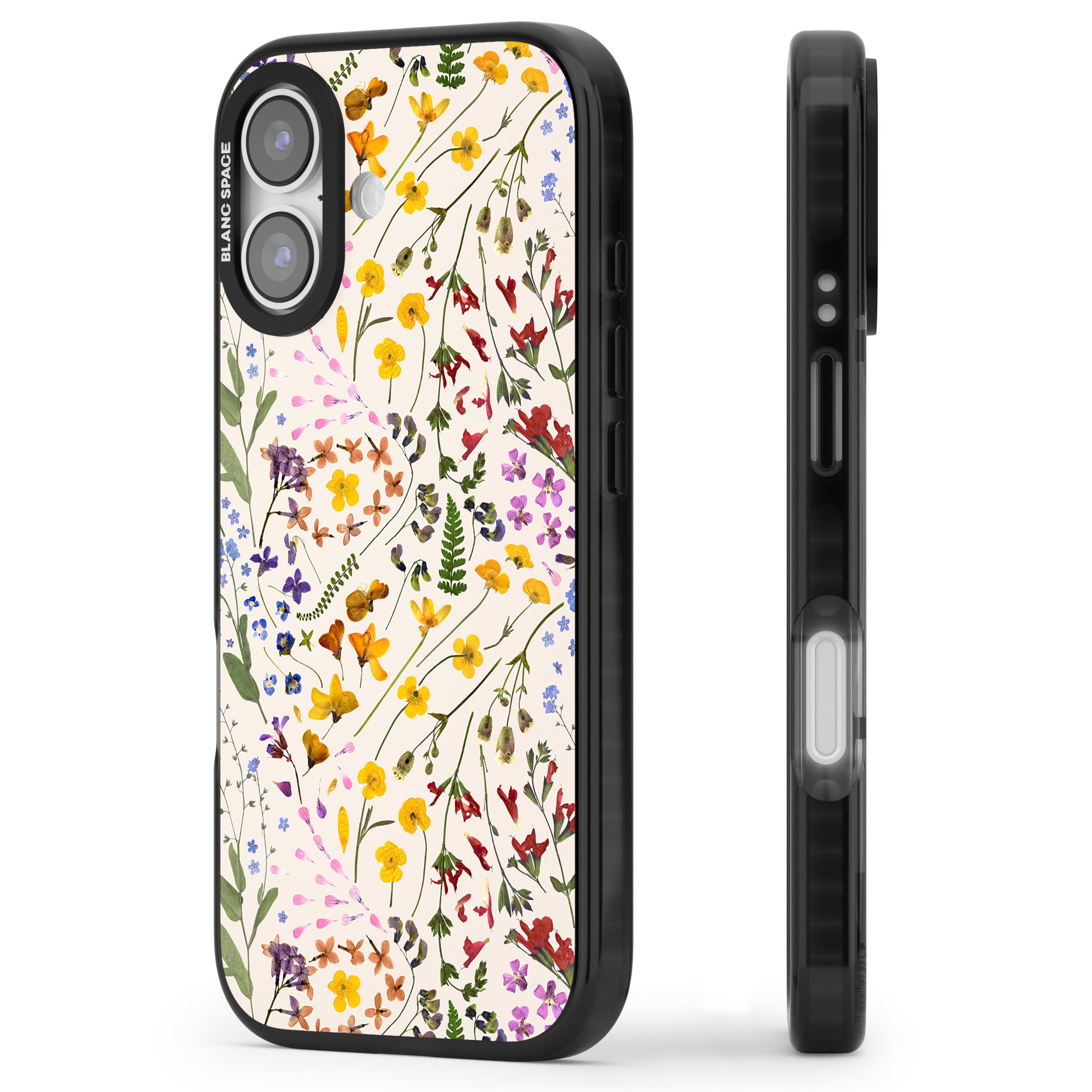 Wildflower Bouquet Cream iPhone 17 Impact Pro Black Phone Case Side Profile