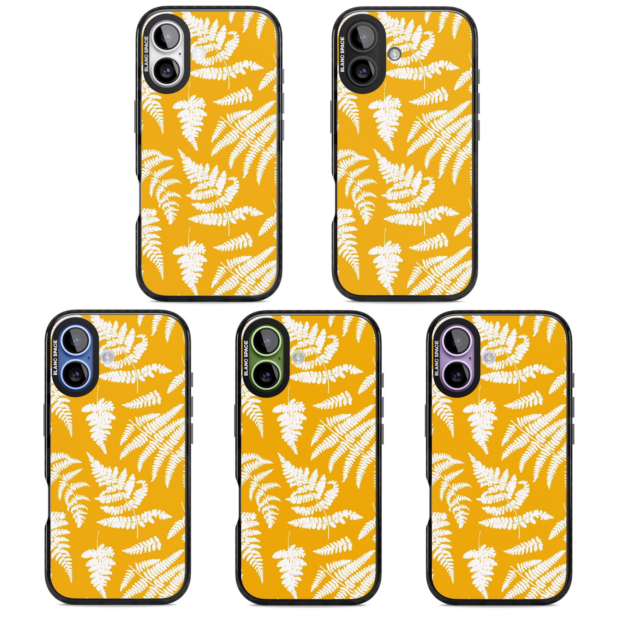 Fern Pattern On Yellow iPhone 17 Impact Pro Black Phone Case APT Impact Protection
