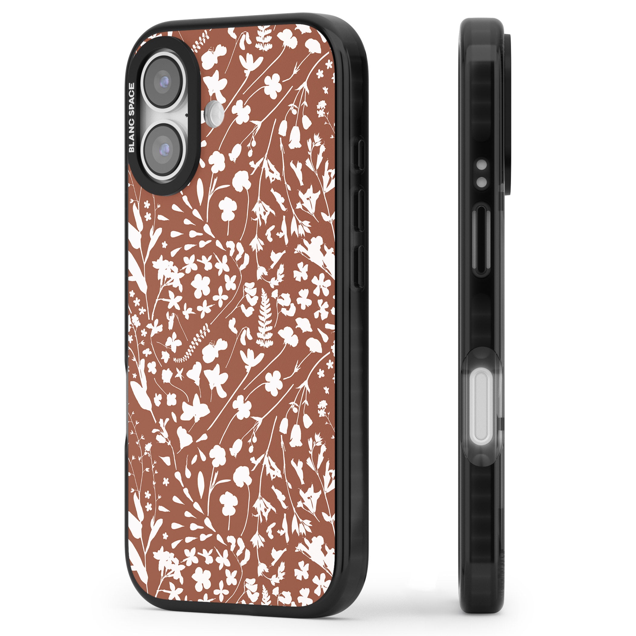 Wildflower Cluster On Terracotta iPhone 17 Impact Pro Black Phone Case Side Profile