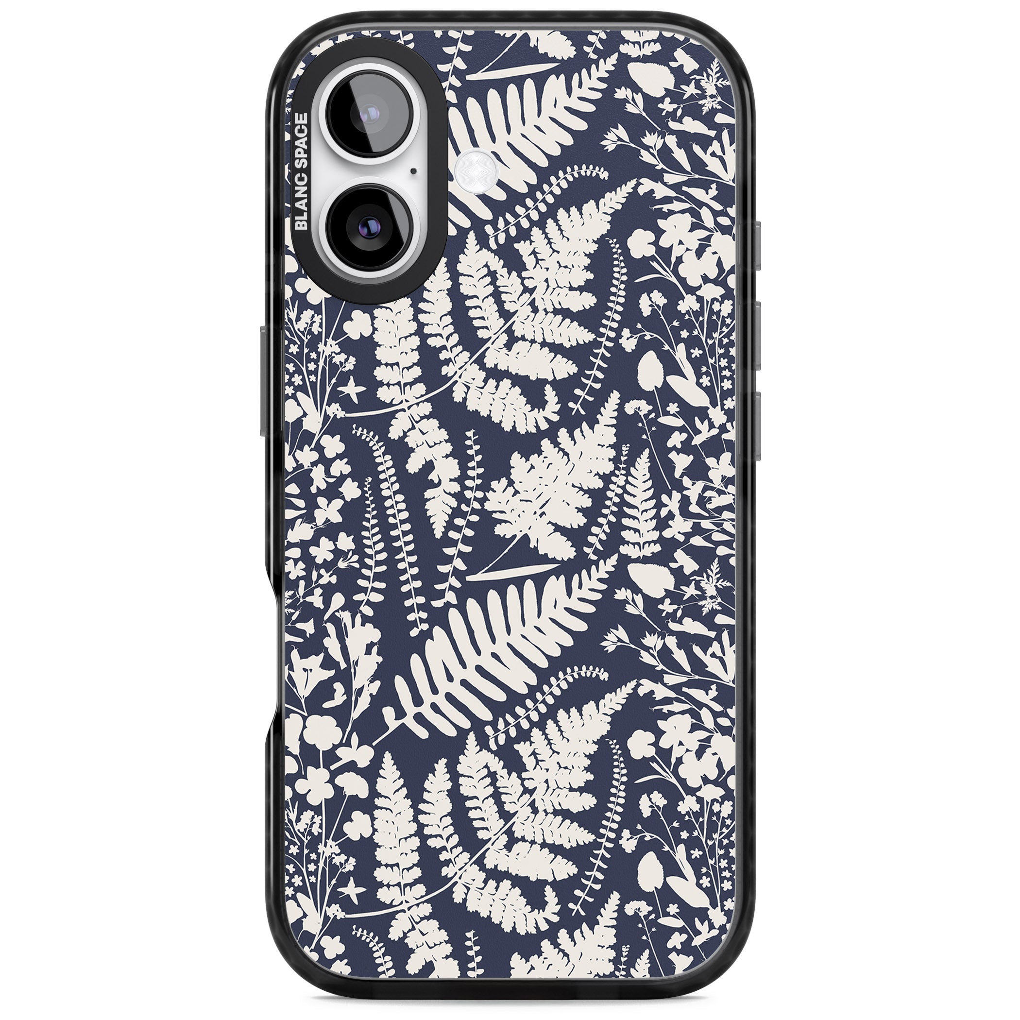 Wildflowers & Ferns On Navy iPhone 17 Impact Pro Black Phone Case