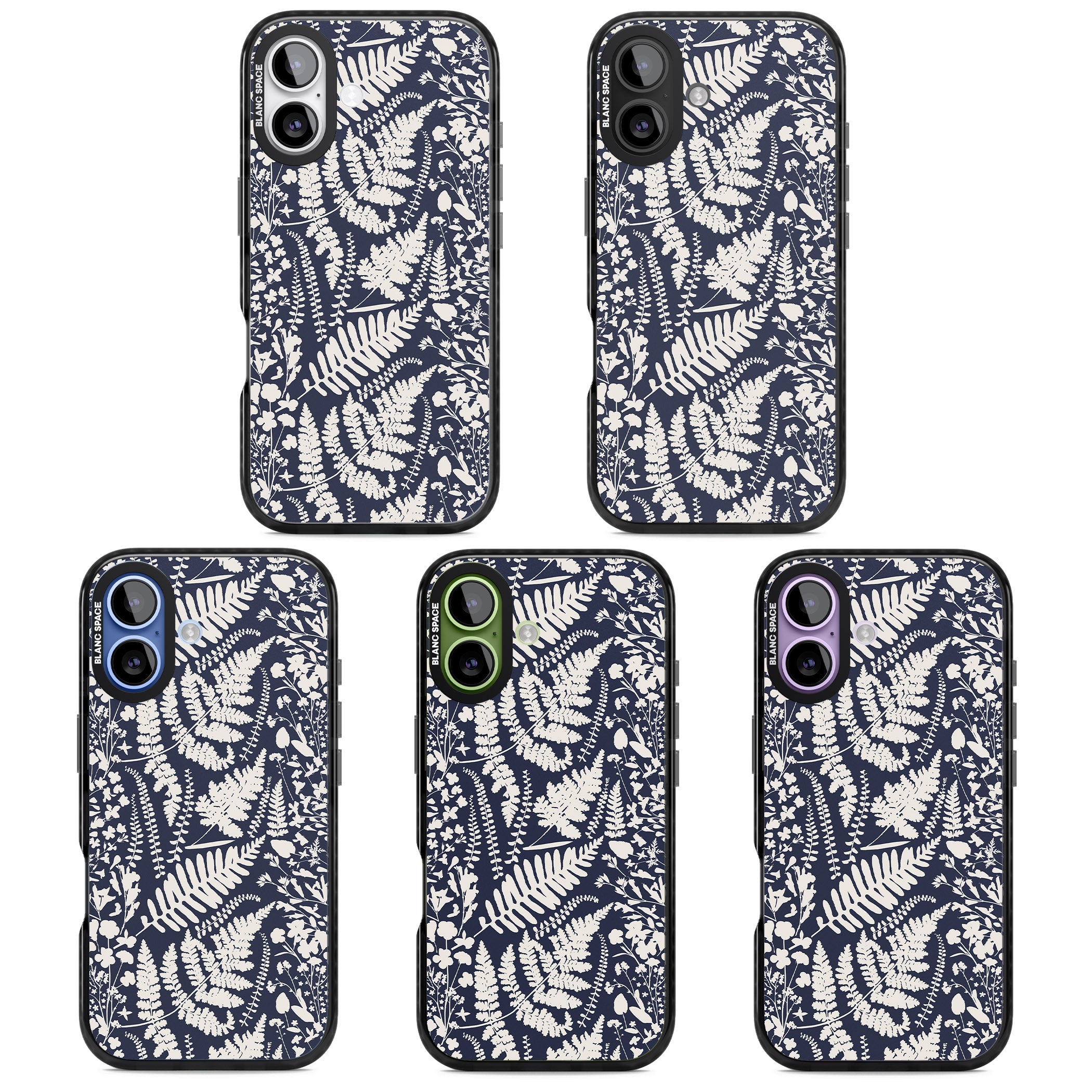 Wildflowers & Ferns On Navy iPhone 17 Impact Pro Black Phone Case APT Impact Protection