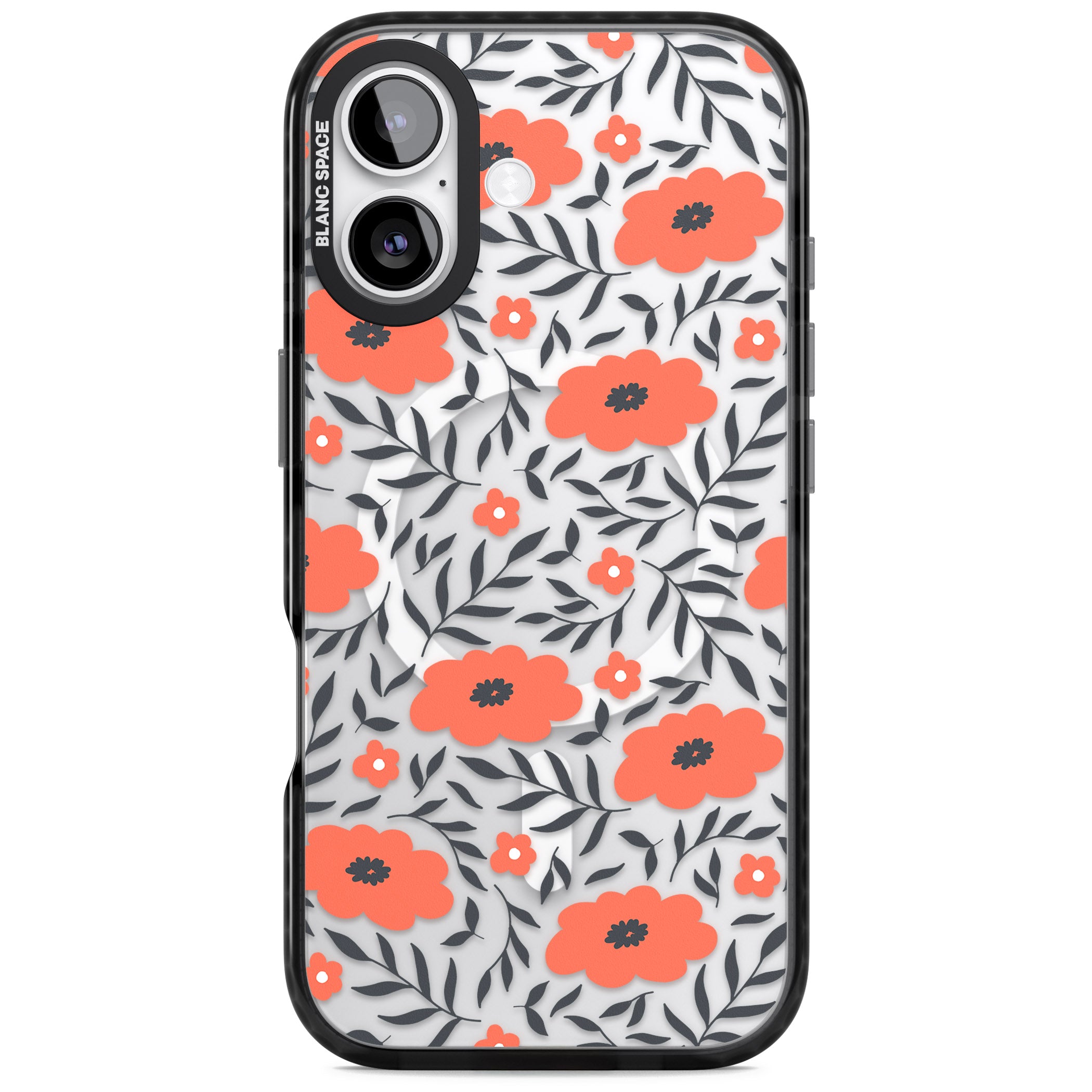 Red Poppy Floral iPhone 17 Impact Pro Black Phone Case