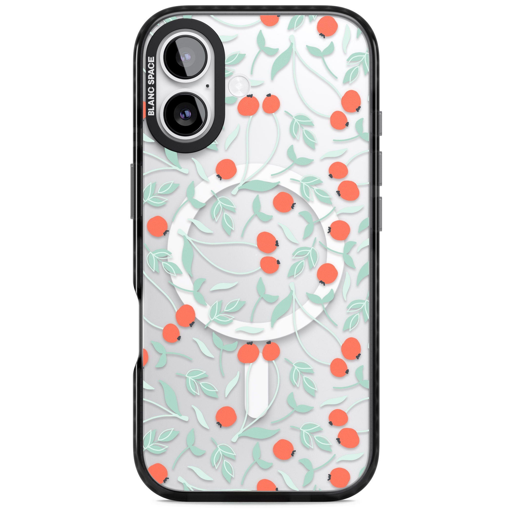 Red Berries Floral iPhone 17 Impact Pro Black Phone Case