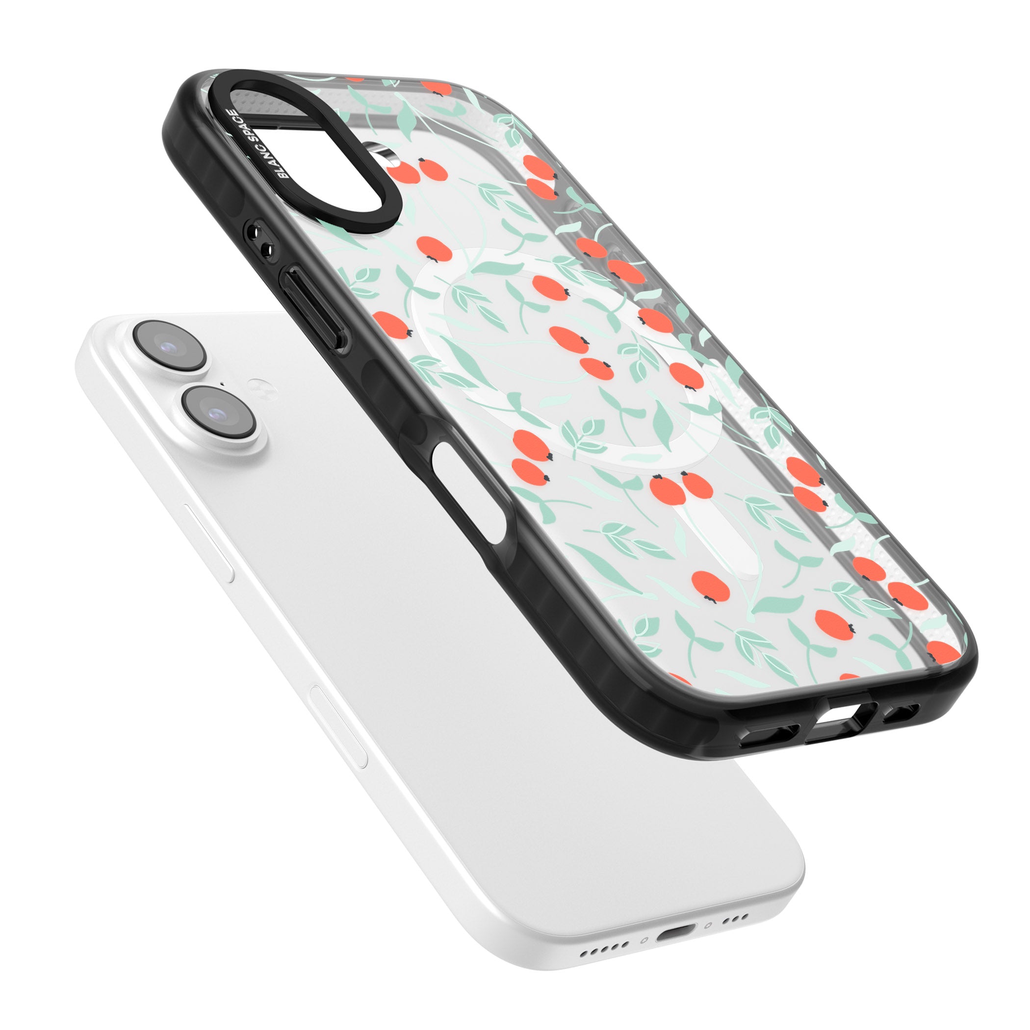 Red Berries Floral iPhone 17 Impact Pro Black Phone Case Colours