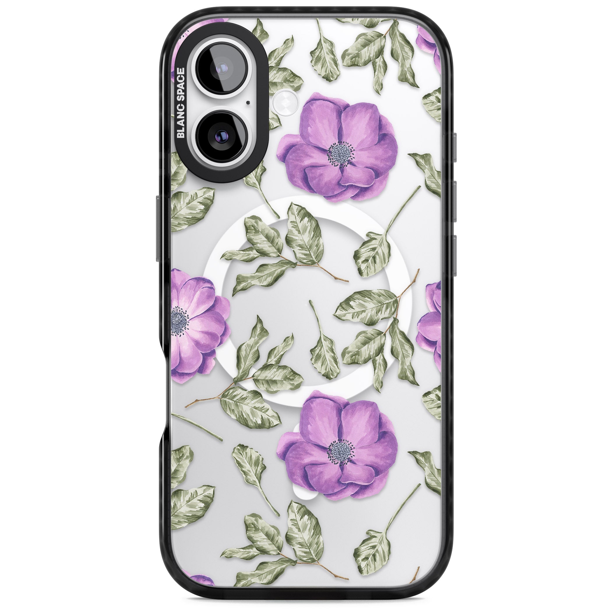 Purple Bloom Floral iPhone 17 Impact Pro Black Phone Case