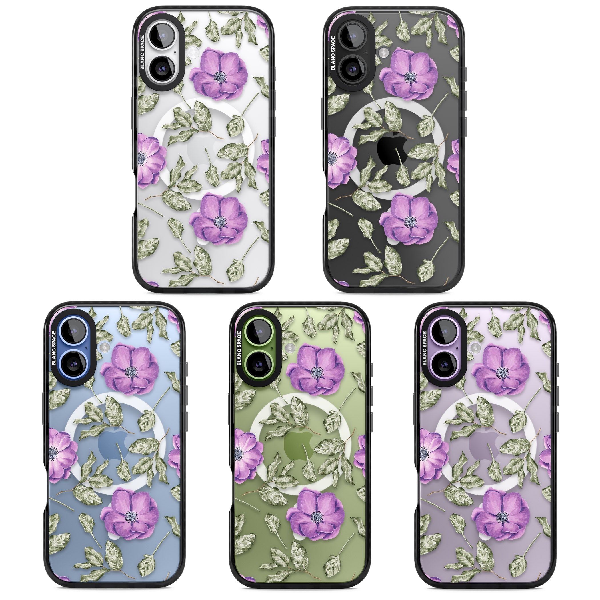 Purple Bloom Floral iPhone 17 Impact Pro Black Phone Case APT Impact Protection