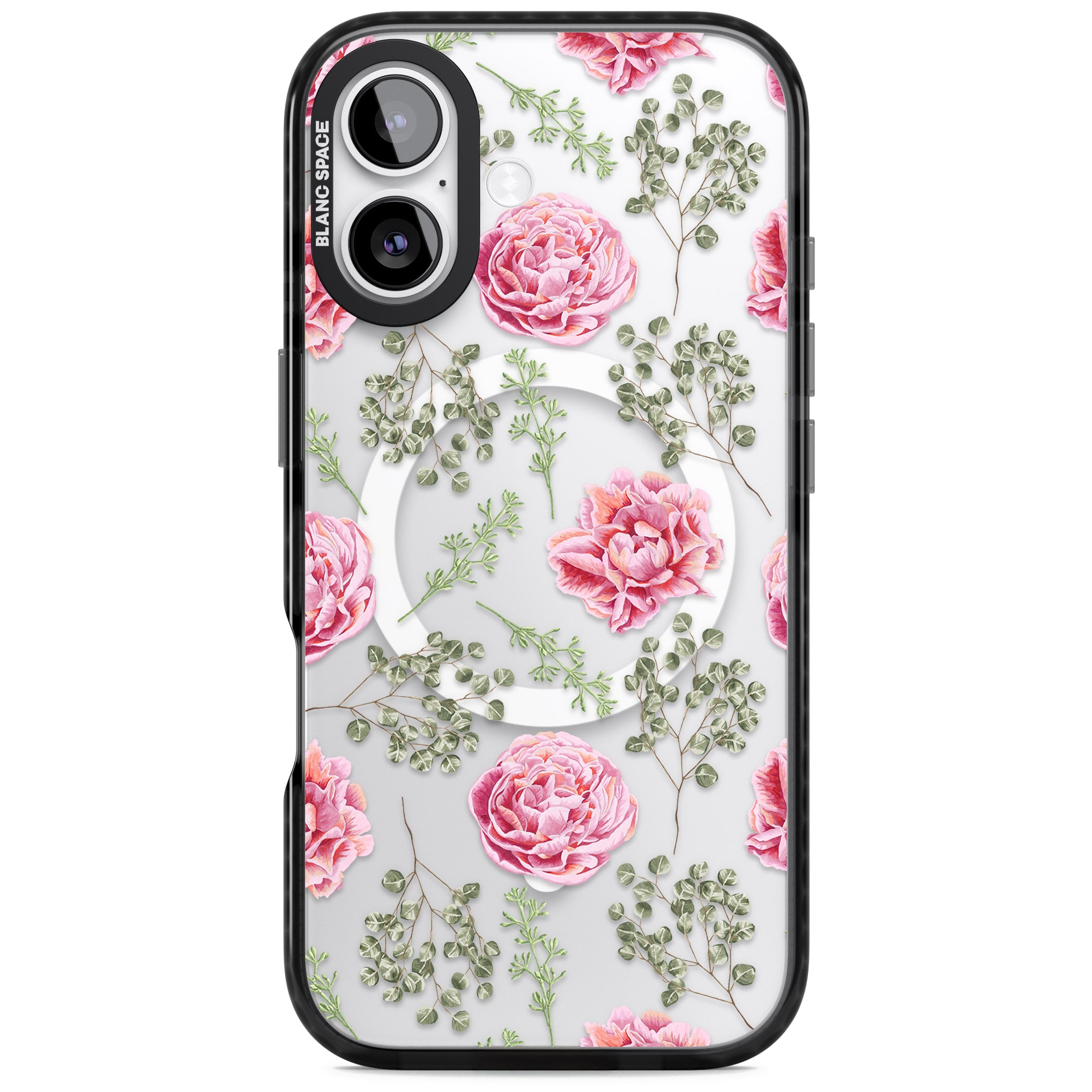 Roses & Eucalyptus Floral iPhone 17 Impact Pro Black Phone Case